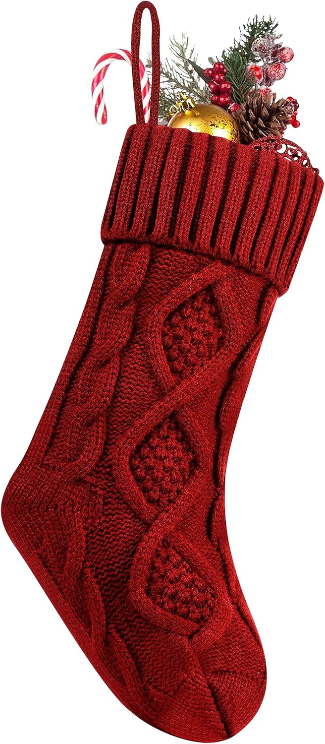 Fesciory 4 Pack 18 Inch Ivory Cable Knit Christmas Stockings