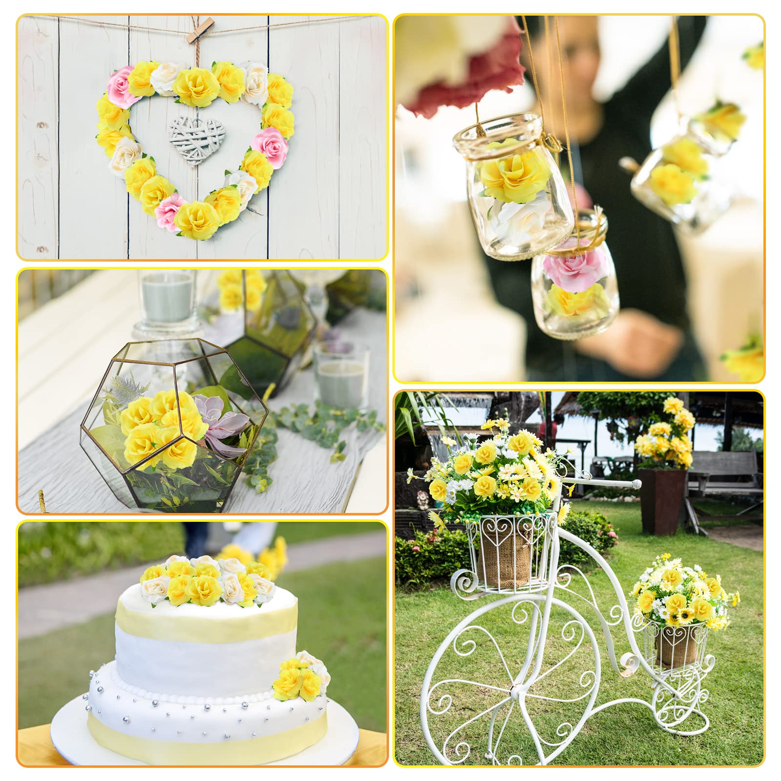 Kesoto 50pcs Red Roses Buds Artificial Flowers Bulk