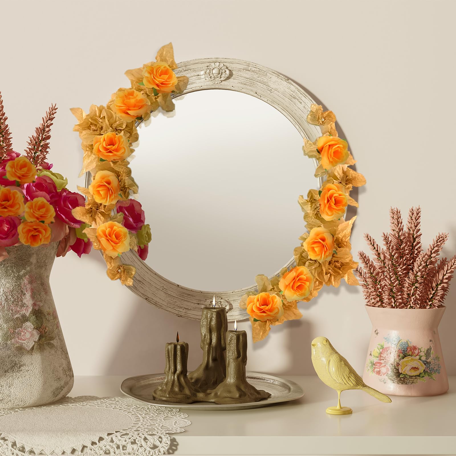 Kesoto 50pcs Red Roses Buds Artificial Flowers Bulk