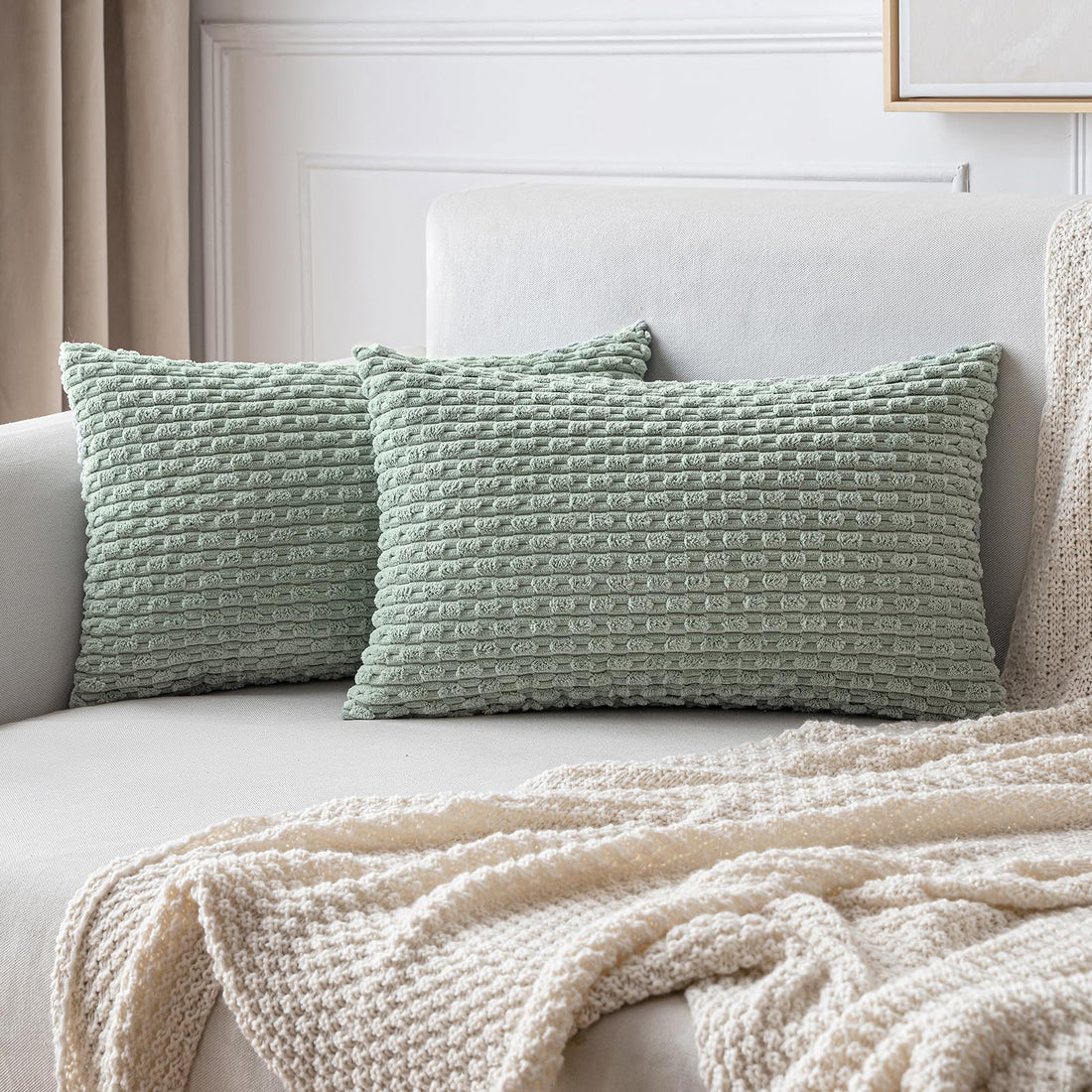 MIULEE Rust Throw Pillow Covers Soft Corduroy Decorative Set of 2