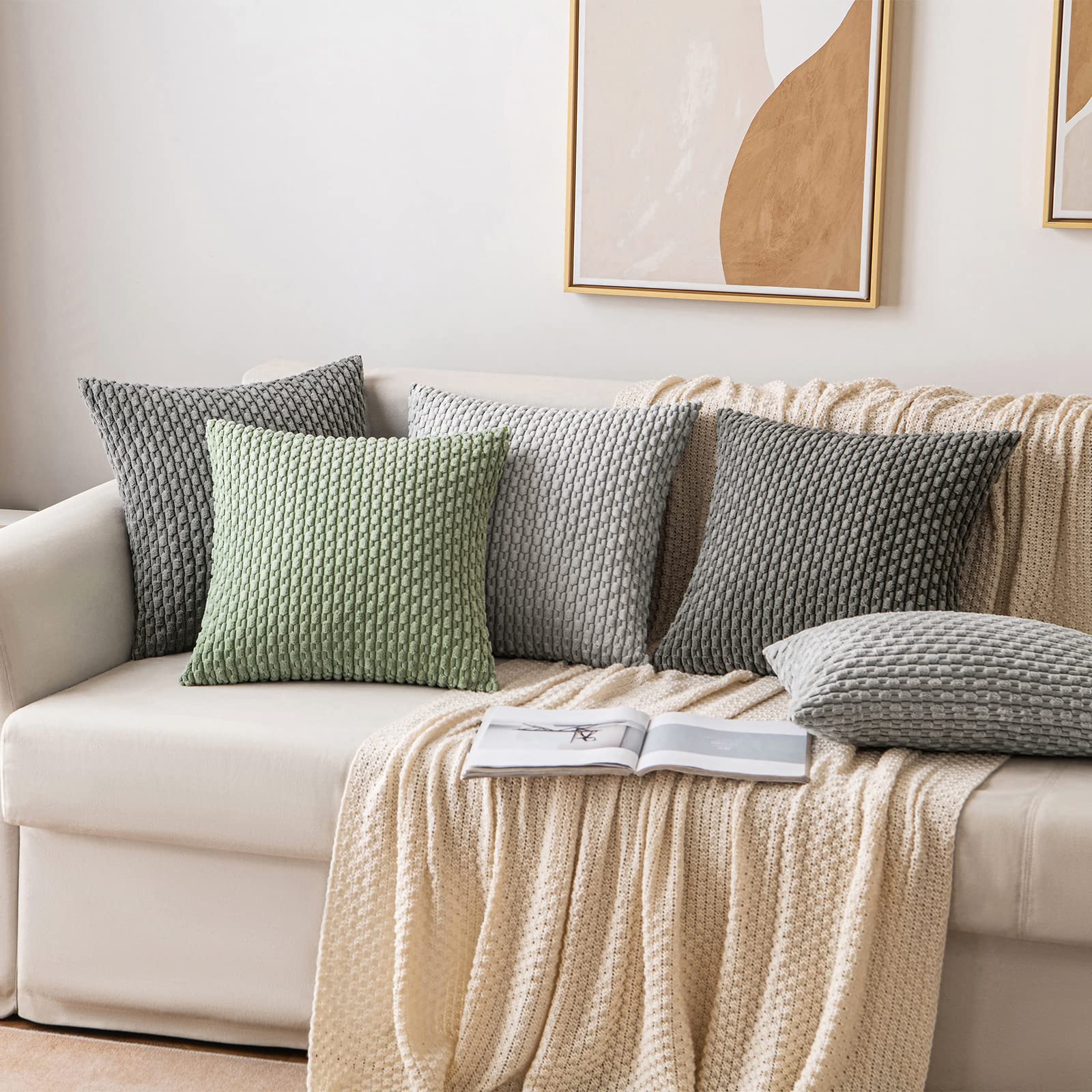 MIULEE Rust Throw Pillow Covers Soft Corduroy Decorative Set of 2