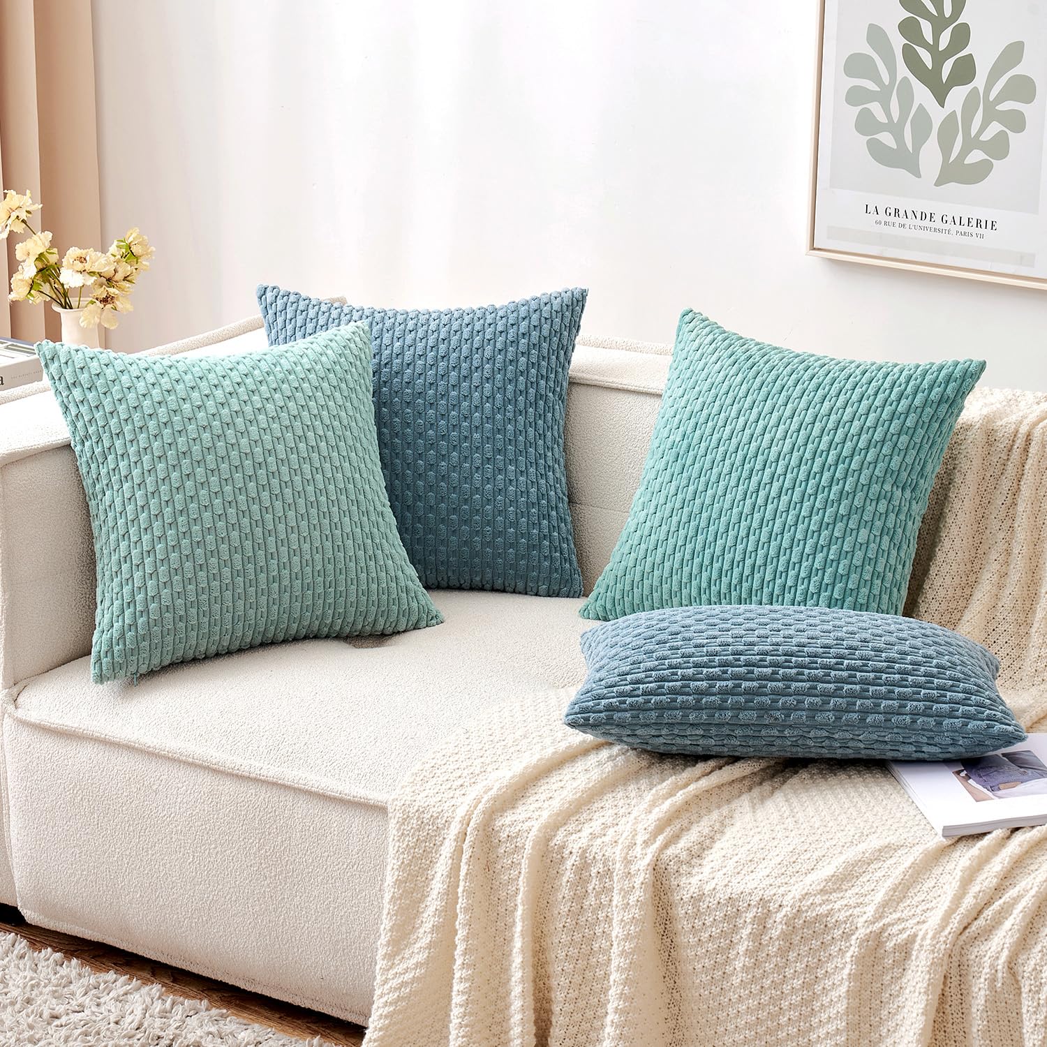 MIULEE Rust Throw Pillow Covers Soft Corduroy Decorative Set of 2