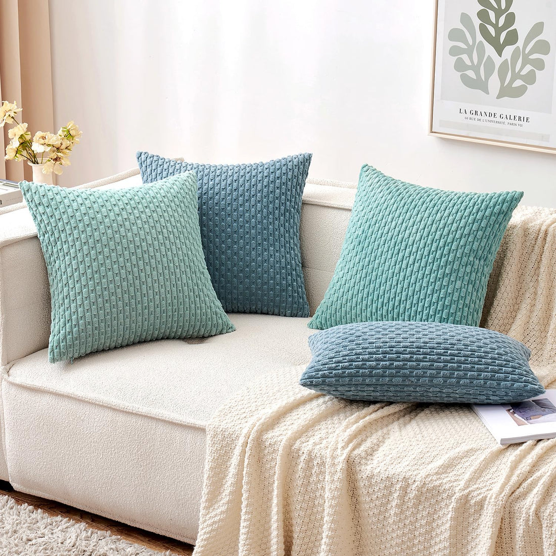 MIULEE Rust Throw Pillow Covers Soft Corduroy Decorative Set of 2