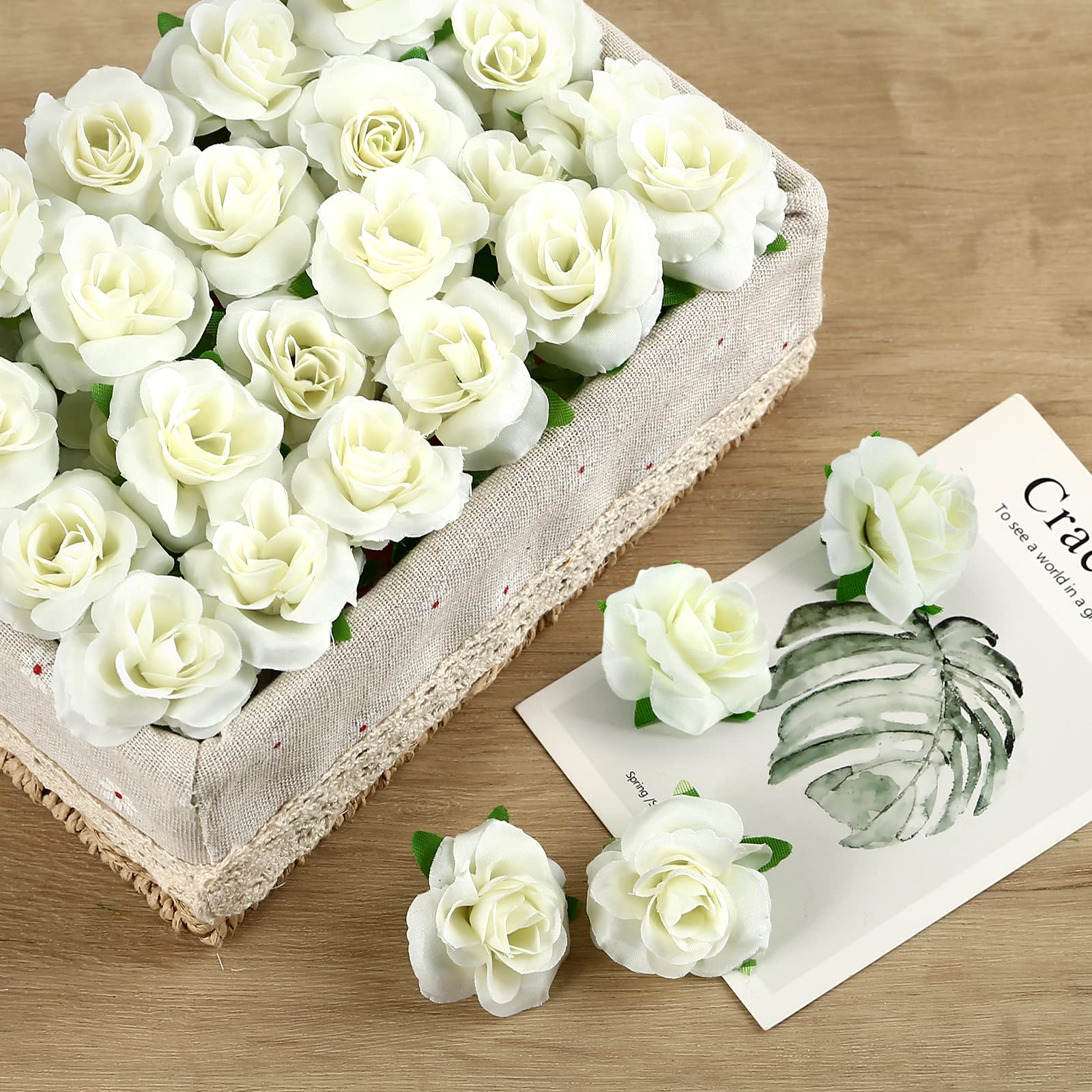 Kesoto 50pcs Red Roses Buds Artificial Flowers Bulk