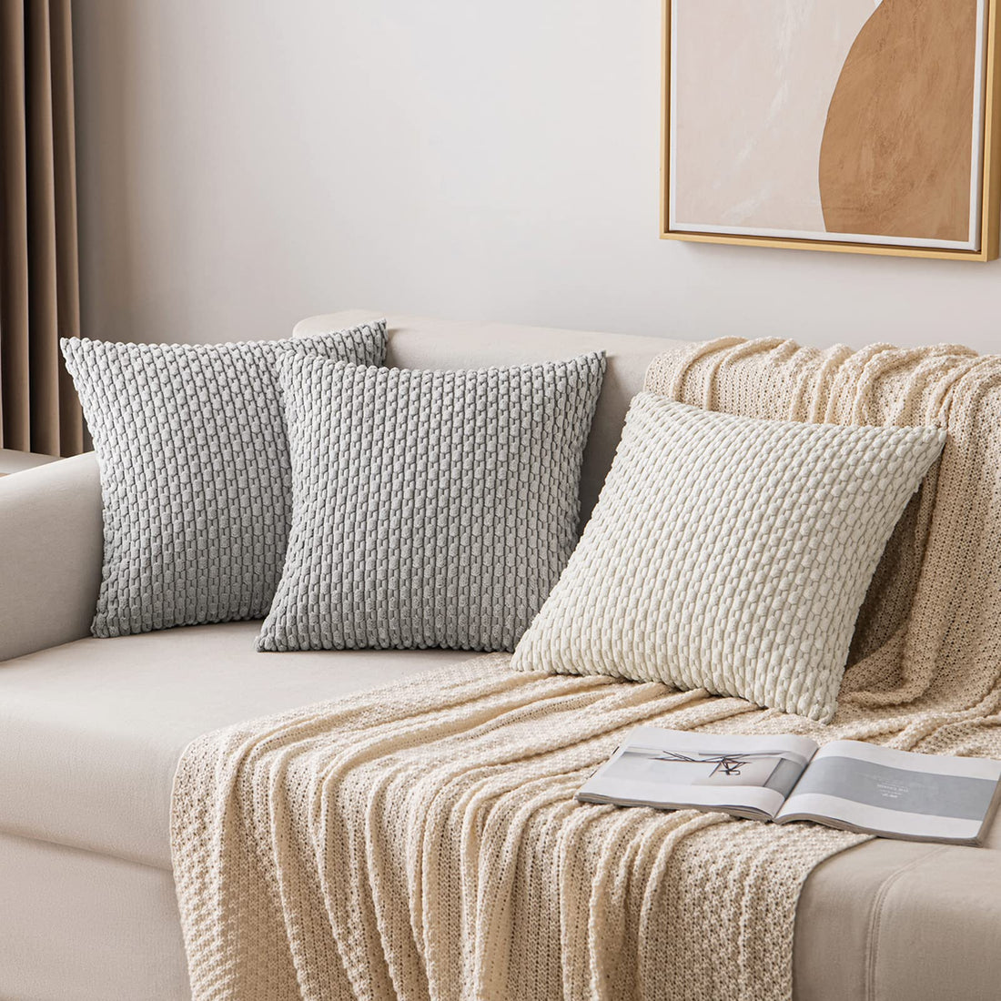 MIULEE Rust Throw Pillow Covers Soft Corduroy Decorative Set of 2