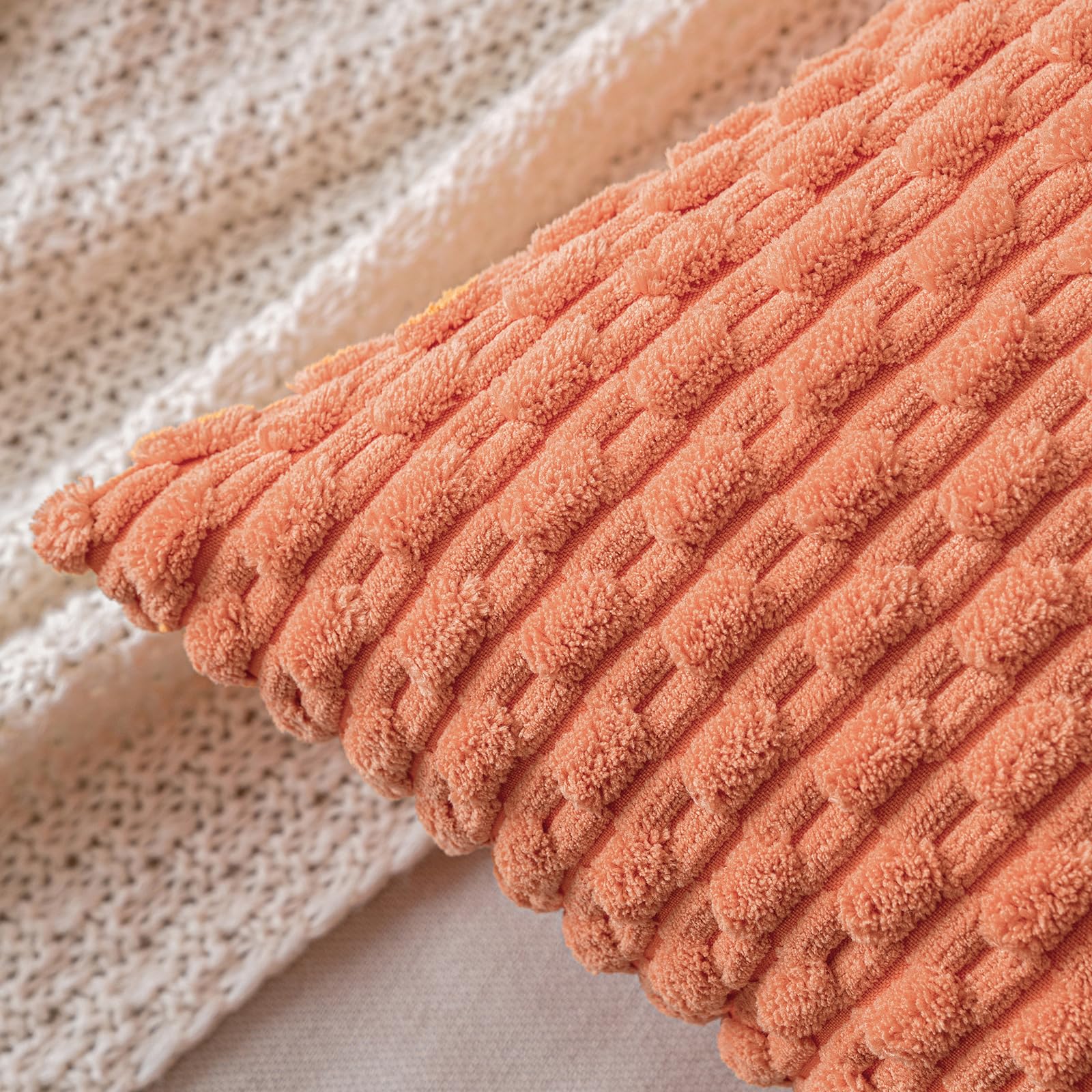 MIULEE Rust Throw Pillow Covers Soft Corduroy Decorative Set of 2