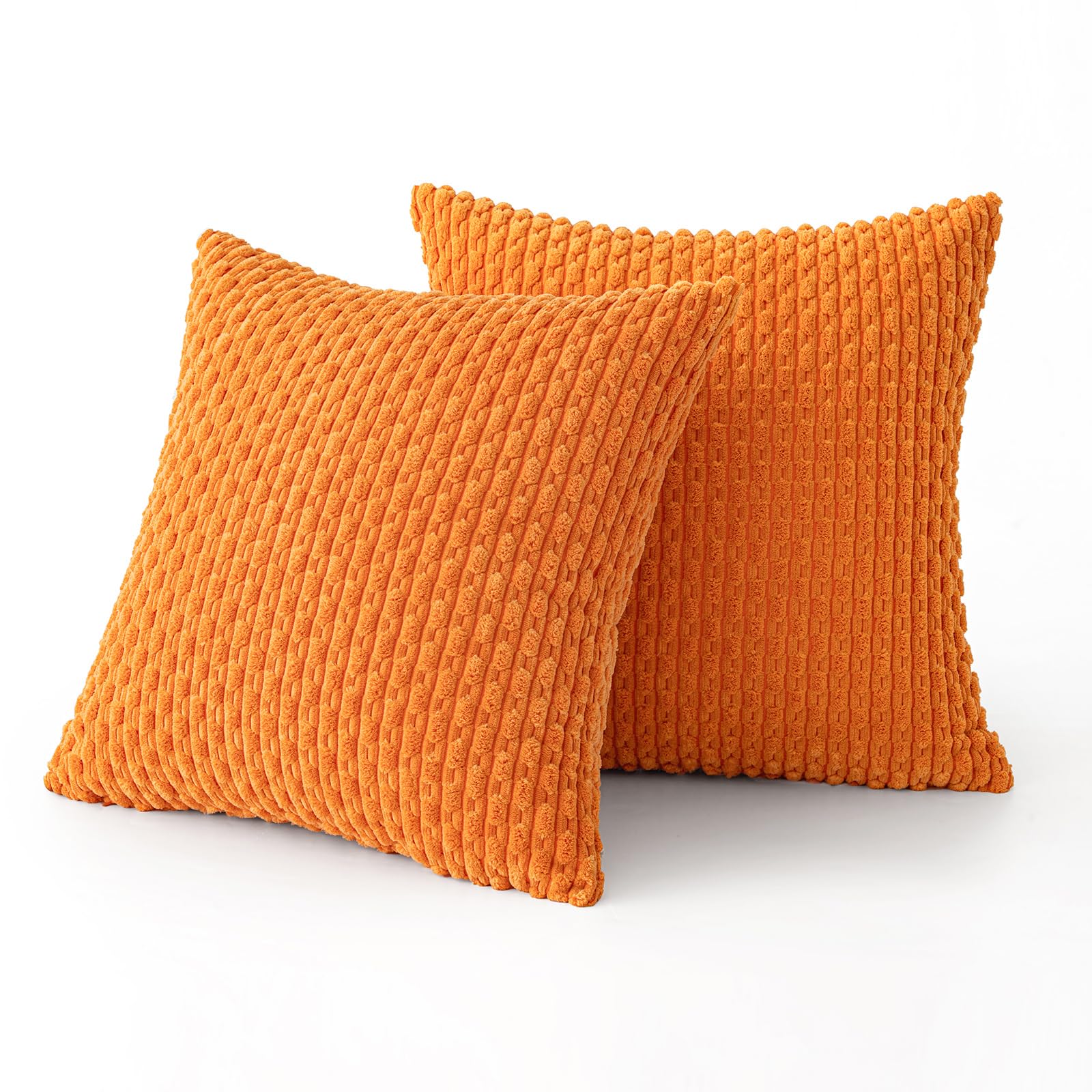 MIULEE Rust Throw Pillow Covers Soft Corduroy Decorative Set of 2