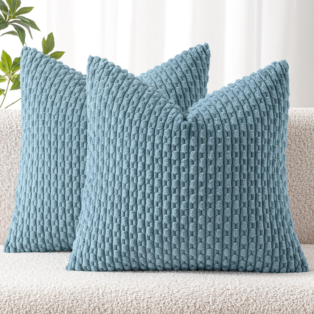 MIULEE Rust Throw Pillow Covers Soft Corduroy Decorative Set of 2