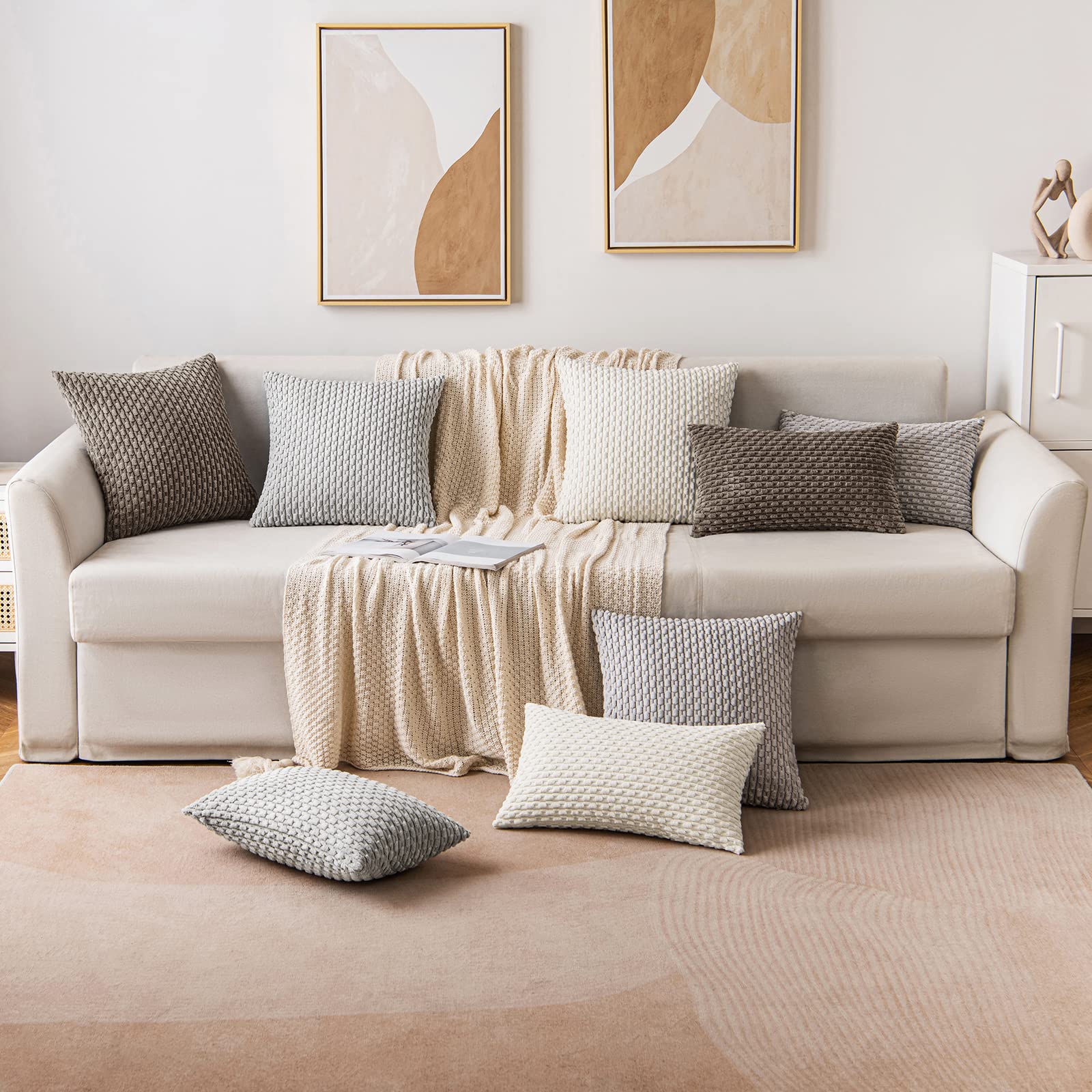 MIULEE Rust Throw Pillow Covers Soft Corduroy Decorative Set of 2