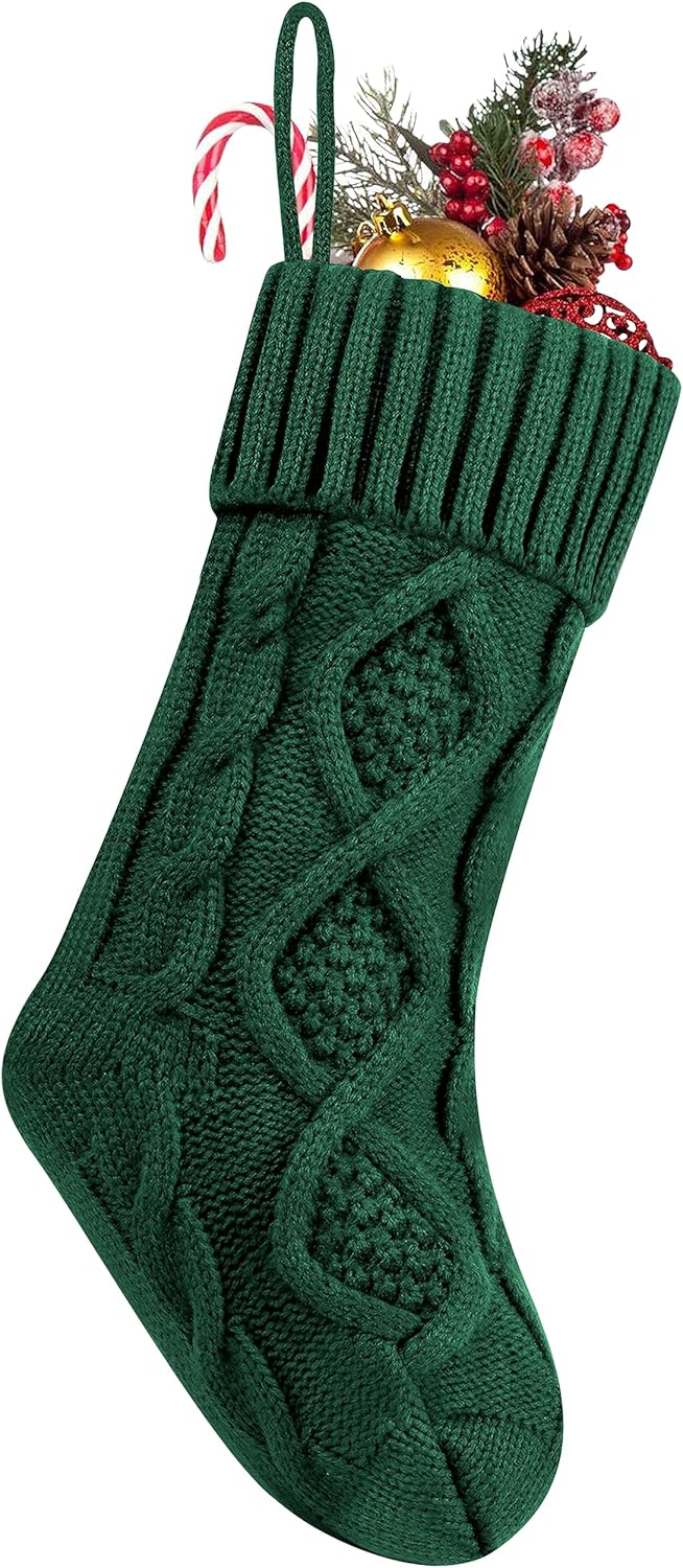 Fesciory 4 Pack 18 Inch Ivory Cable Knit Christmas Stockings