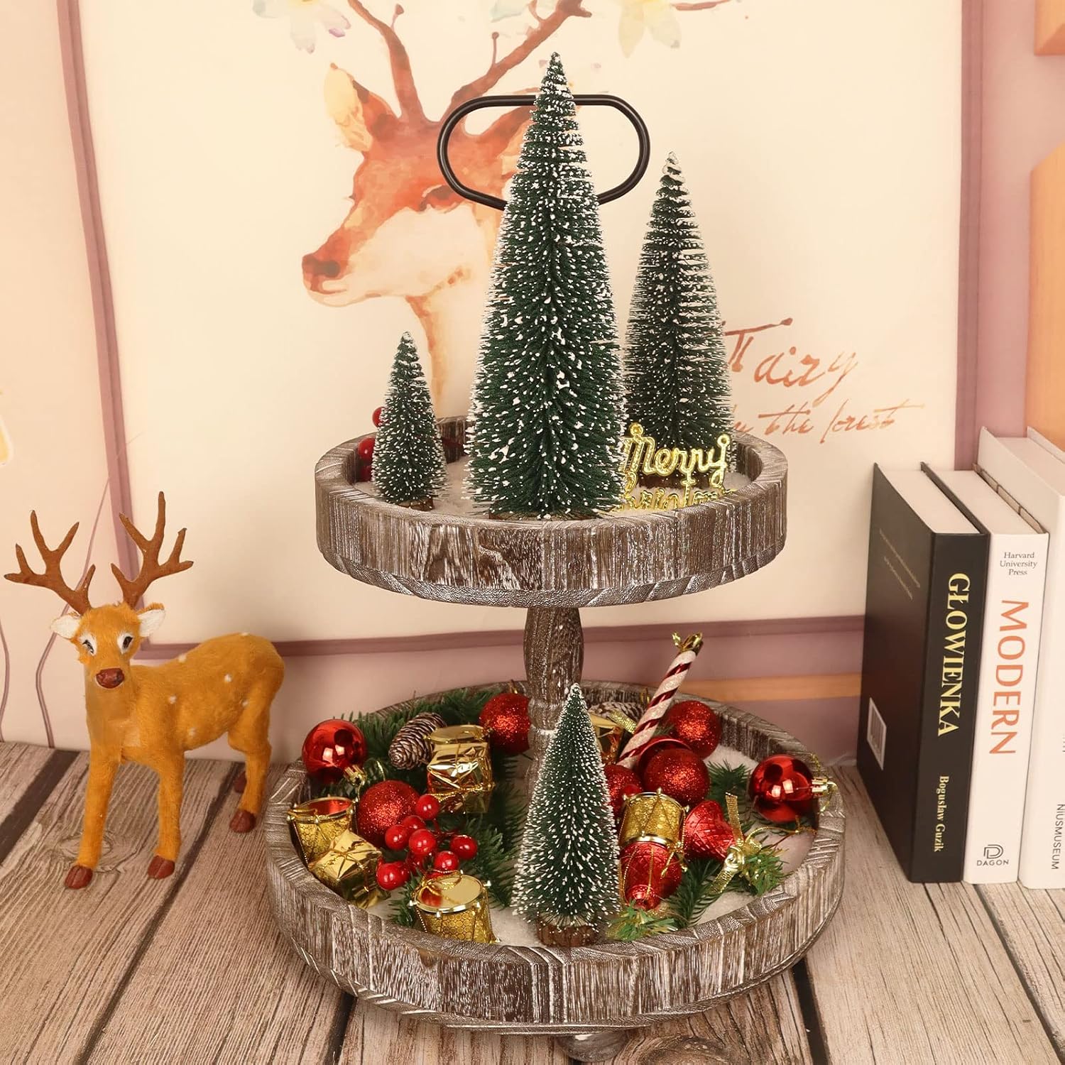 Desktop Mini Pine Tree Tabletop Christmas Decor 4 Pack Green