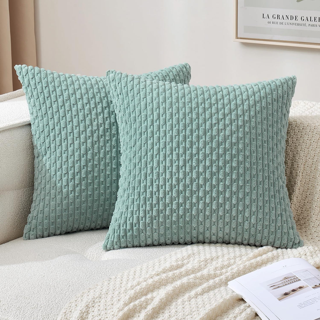 MIULEE Rust Throw Pillow Covers Soft Corduroy Decorative Set of 2