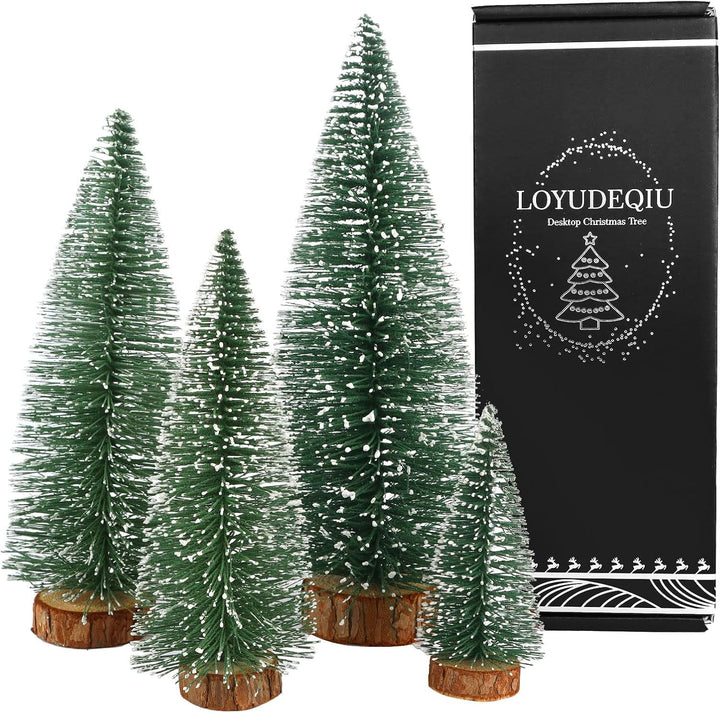 Desktop Mini Pine Tree Tabletop Christmas Decor 4 Pack Green