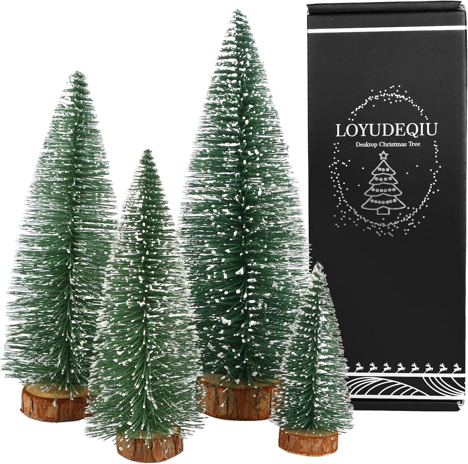 Desktop Mini Pine Tree Tabletop Christmas Decor 4 Pack Green