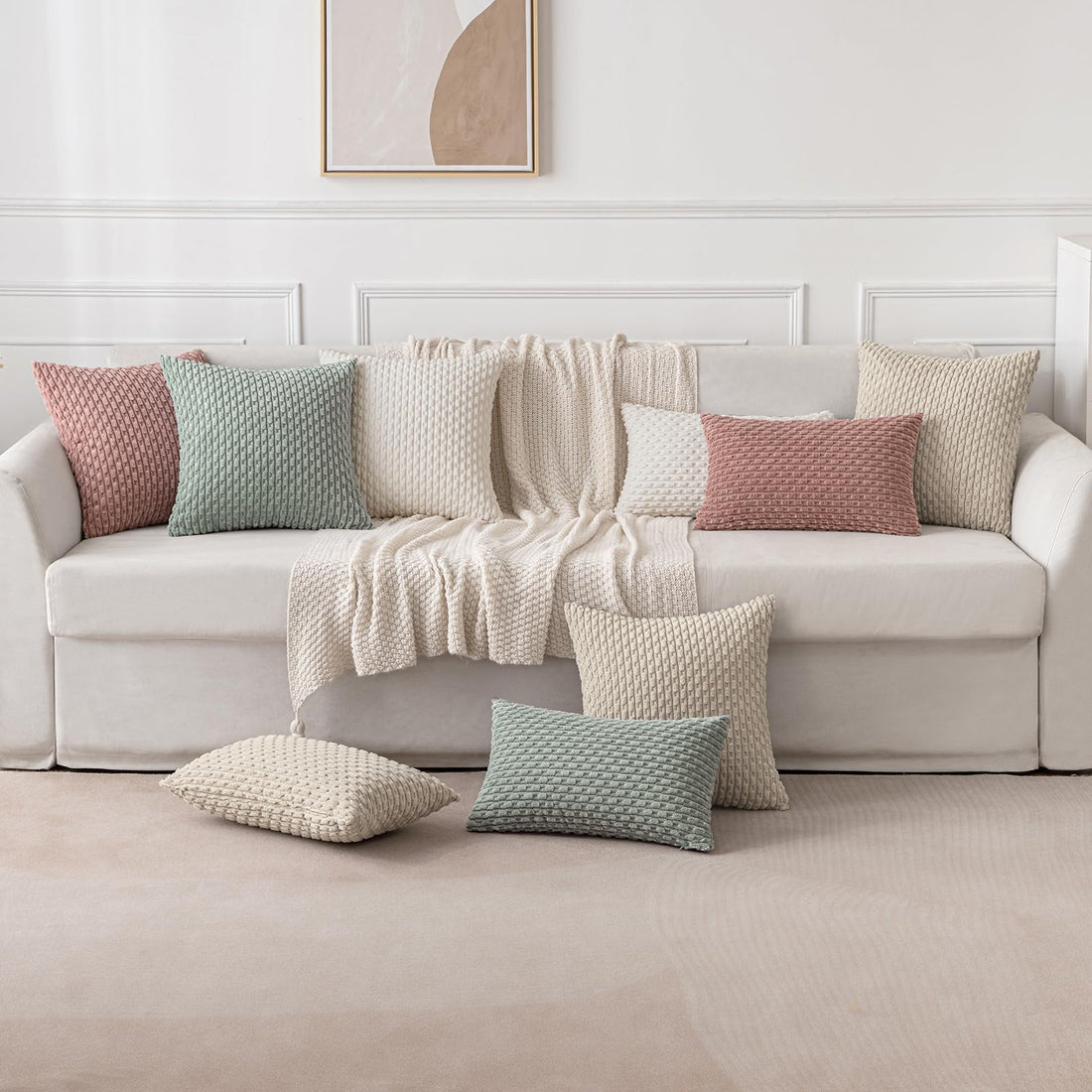 MIULEE Rust Throw Pillow Covers Soft Corduroy Decorative Set of 2