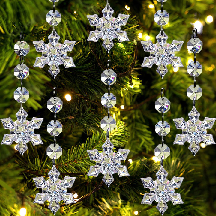 Jishi 30 Pack Clear Snowflake Christmas Tree Ornaments