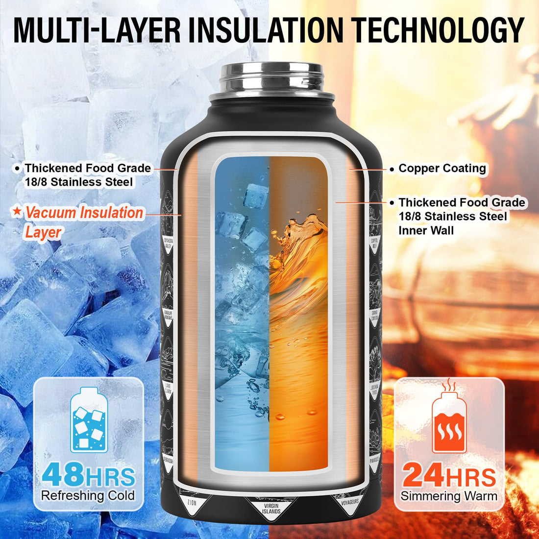 DYSANKY Insulated Vacuum Metal  Water Bottle