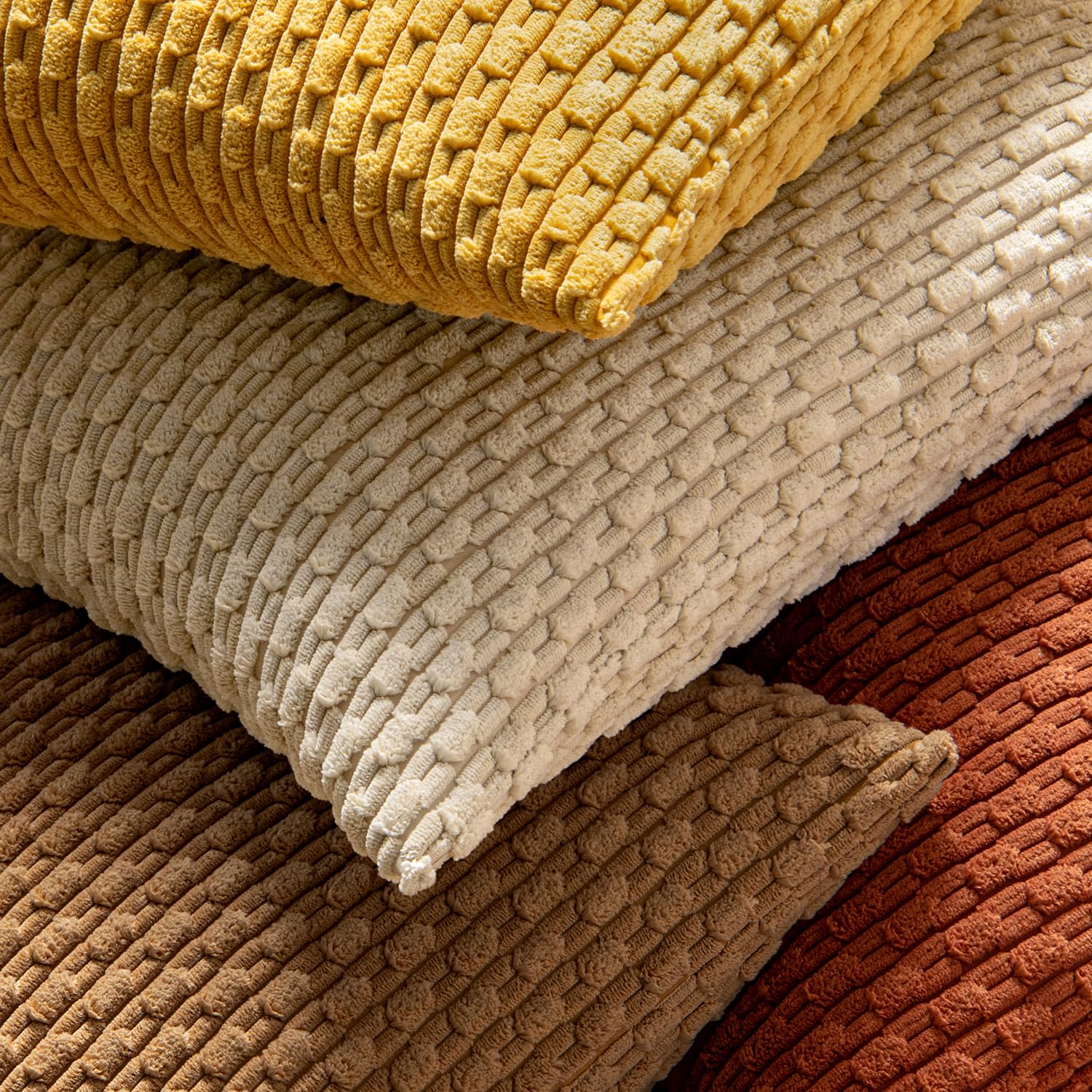 MIULEE Rust Throw Pillow Covers Soft Corduroy Decorative Set of 2