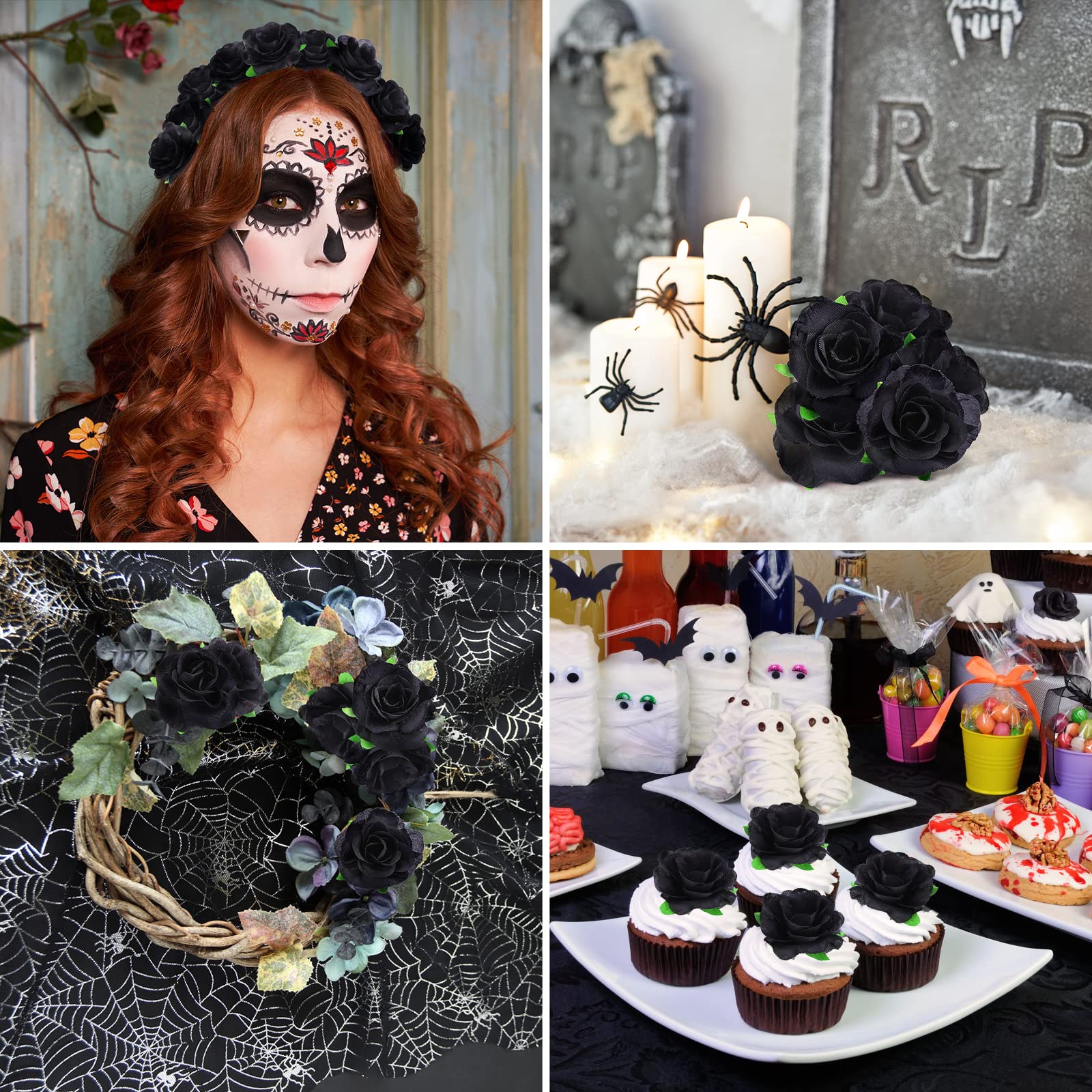 Kesoto 50pcs Red Roses Buds Artificial Flowers Bulk