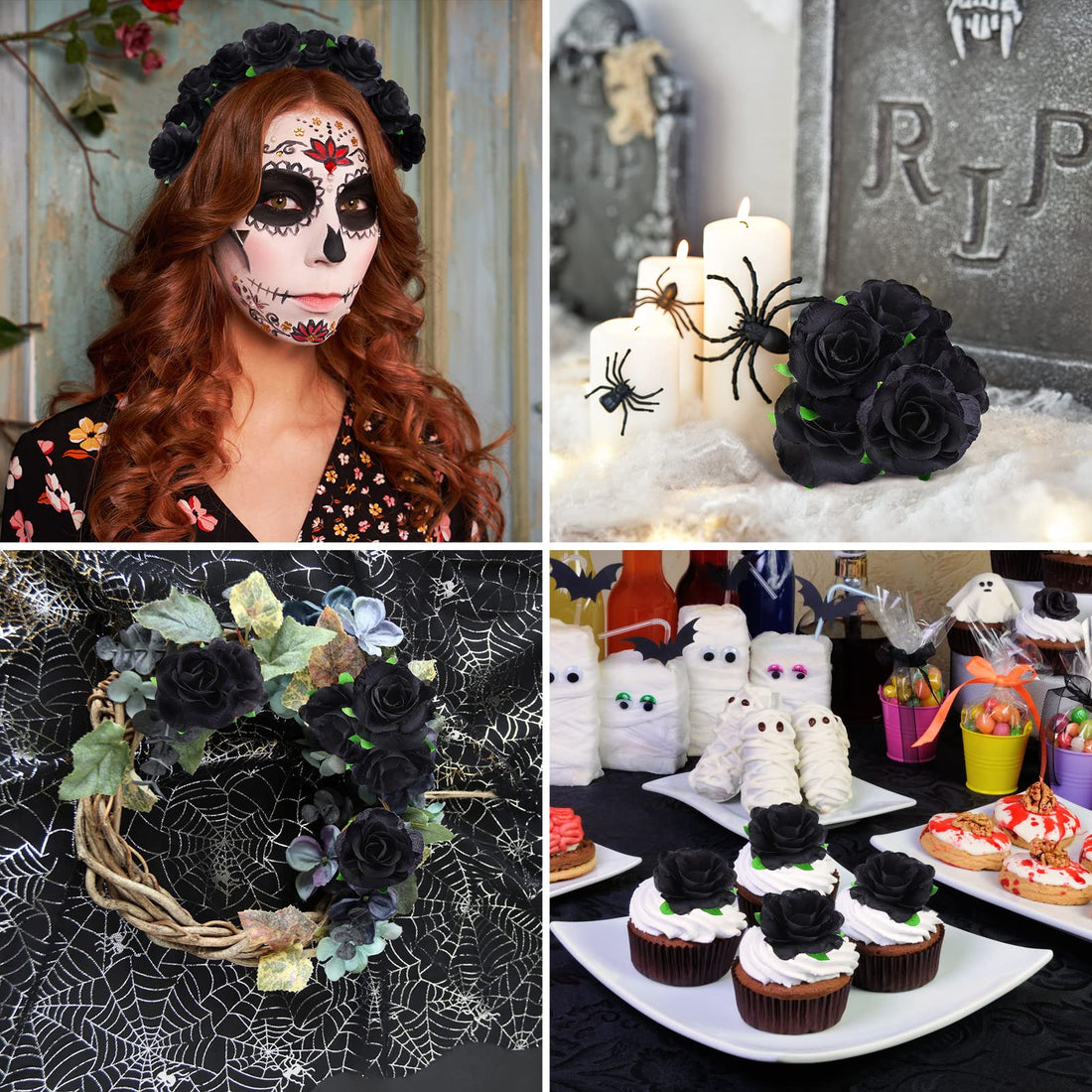 Kesoto 50pcs Red Roses Buds Artificial Flowers Bulk