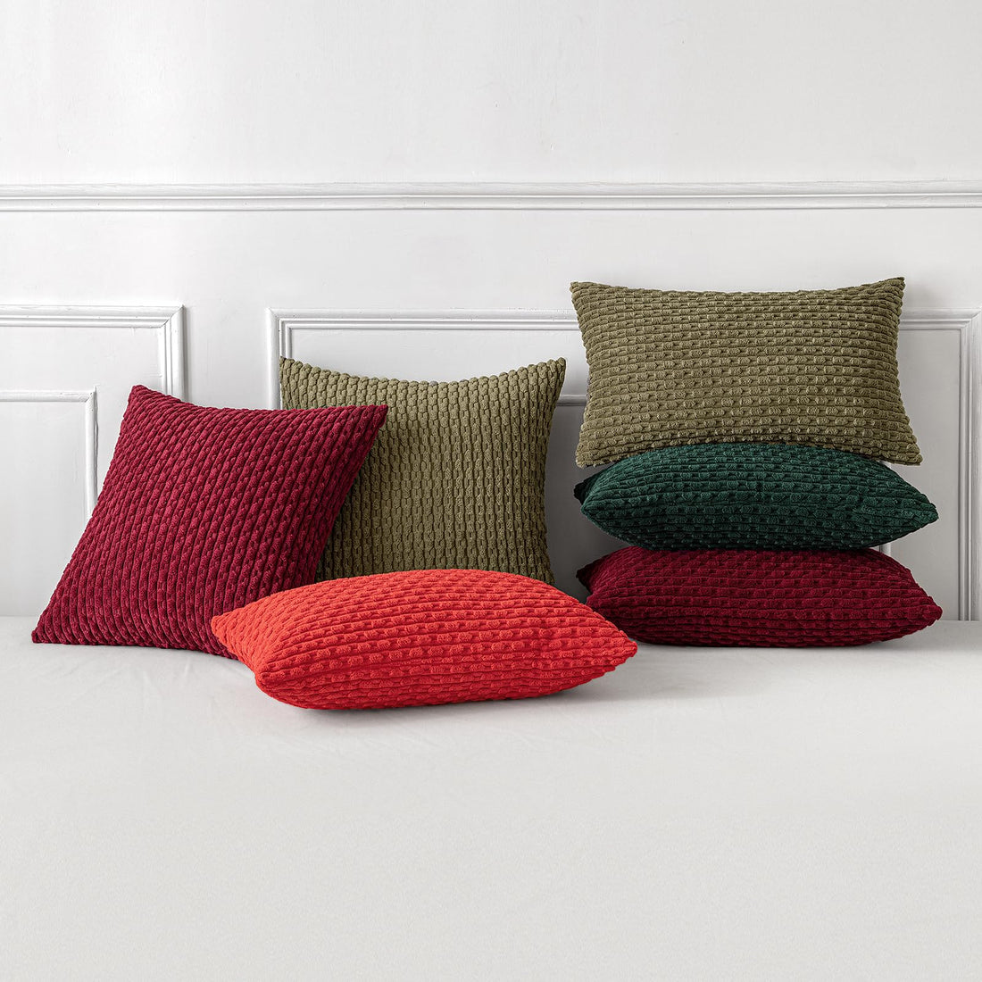 MIULEE Rust Throw Pillow Covers Soft Corduroy Decorative Set of 2