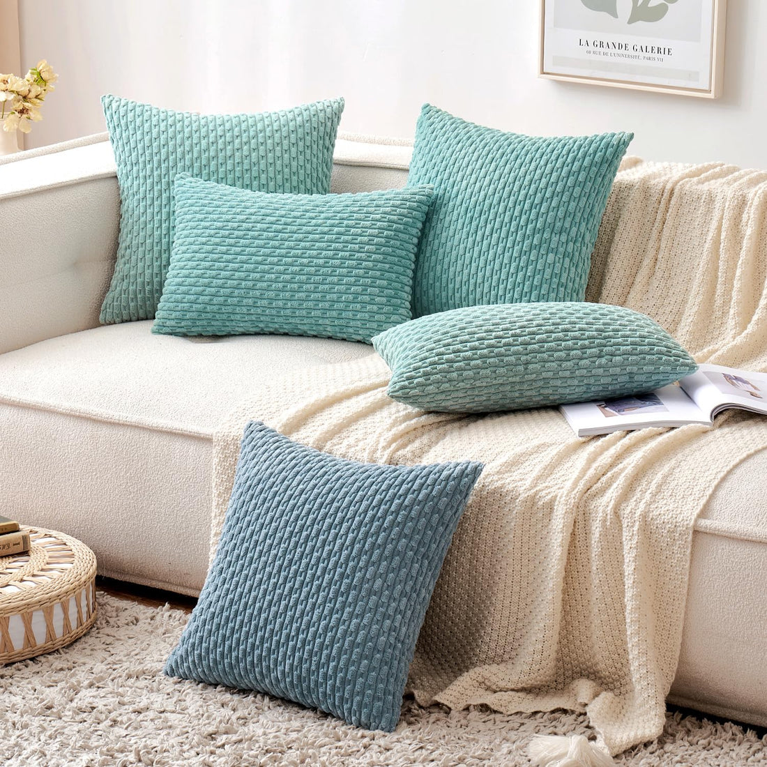 MIULEE Rust Throw Pillow Covers Soft Corduroy Decorative Set of 2