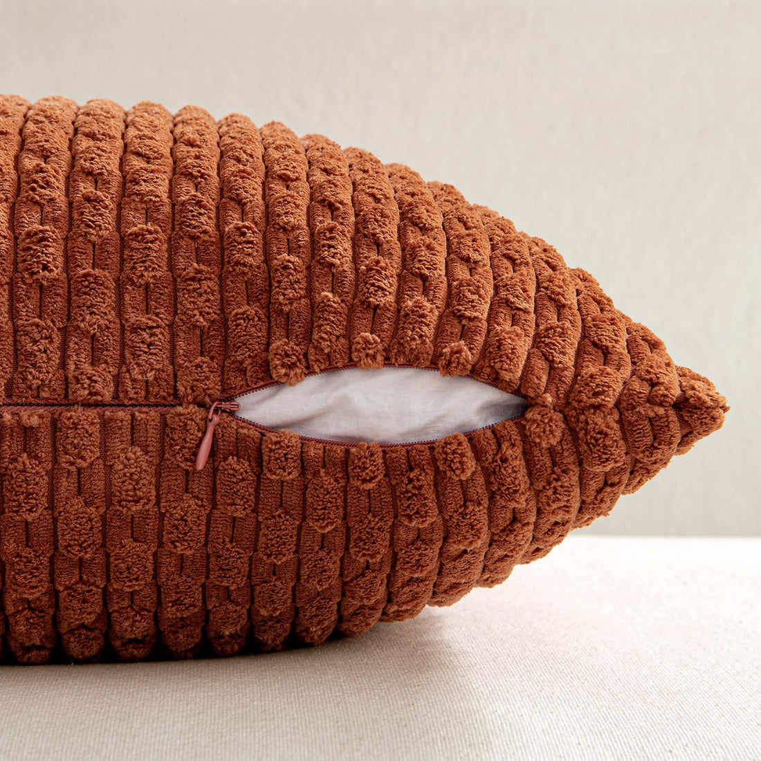 MIULEE Rust Throw Pillow Covers Soft Corduroy Decorative Set of 2