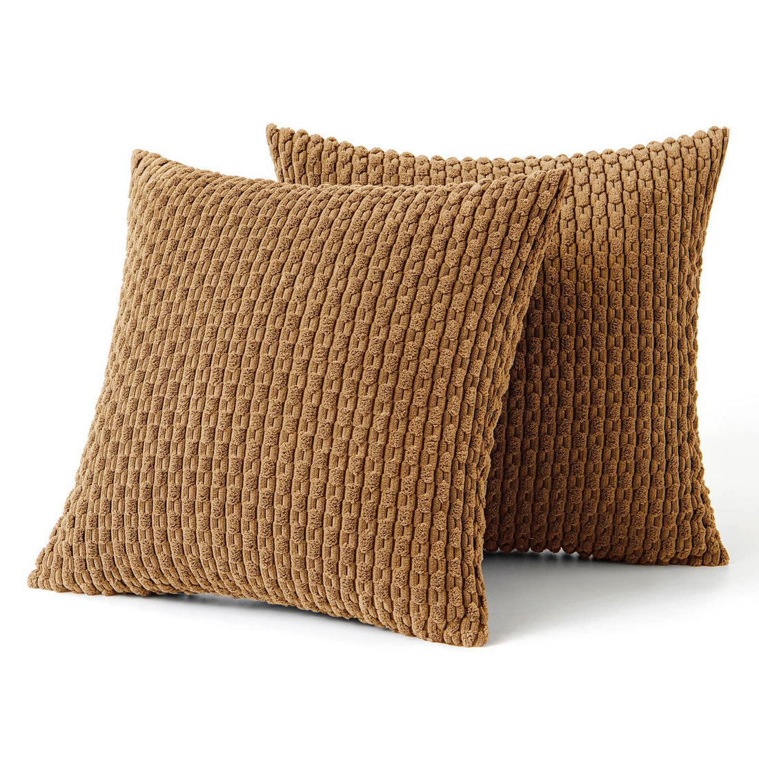 MIULEE Rust Throw Pillow Covers Soft Corduroy Decorative Set of 2