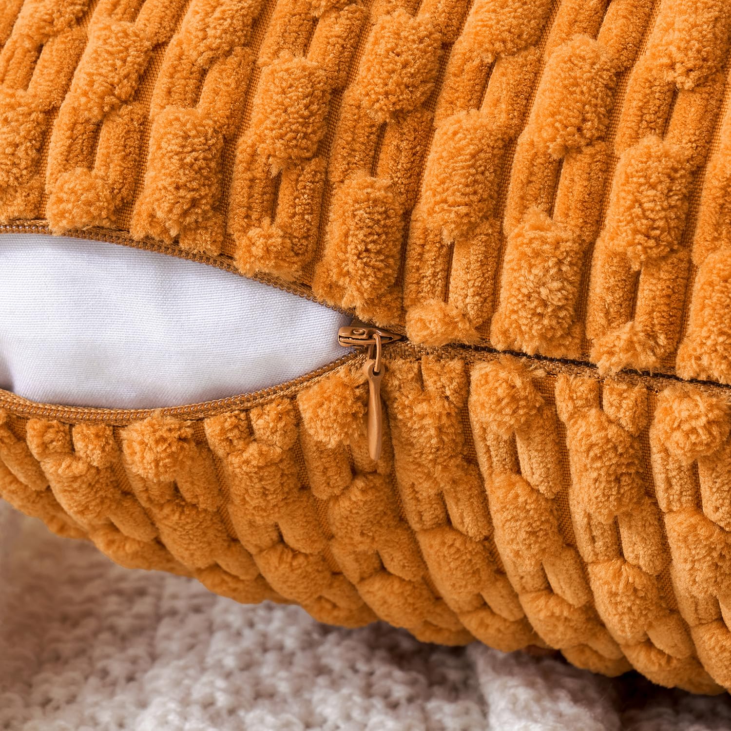 MIULEE Rust Throw Pillow Covers Soft Corduroy Decorative Set of 2