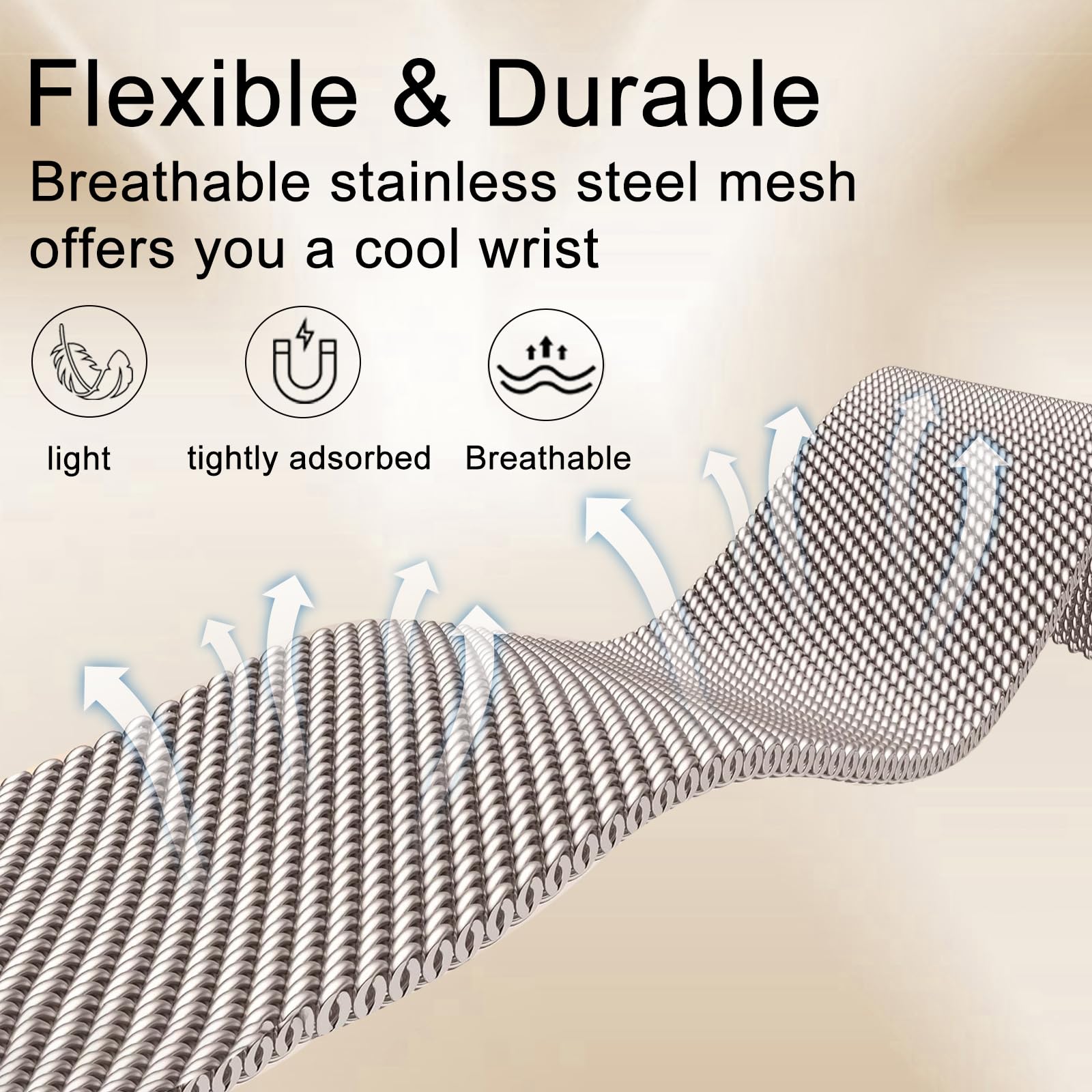 Surundo Fitbit  Metal Mesh Milanese Loop Adjustable Strap