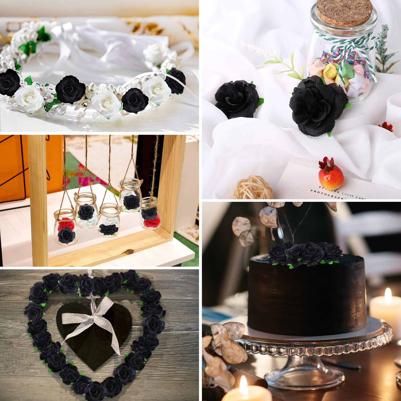 Kesoto 50pcs Red Roses Buds Artificial Flowers Bulk