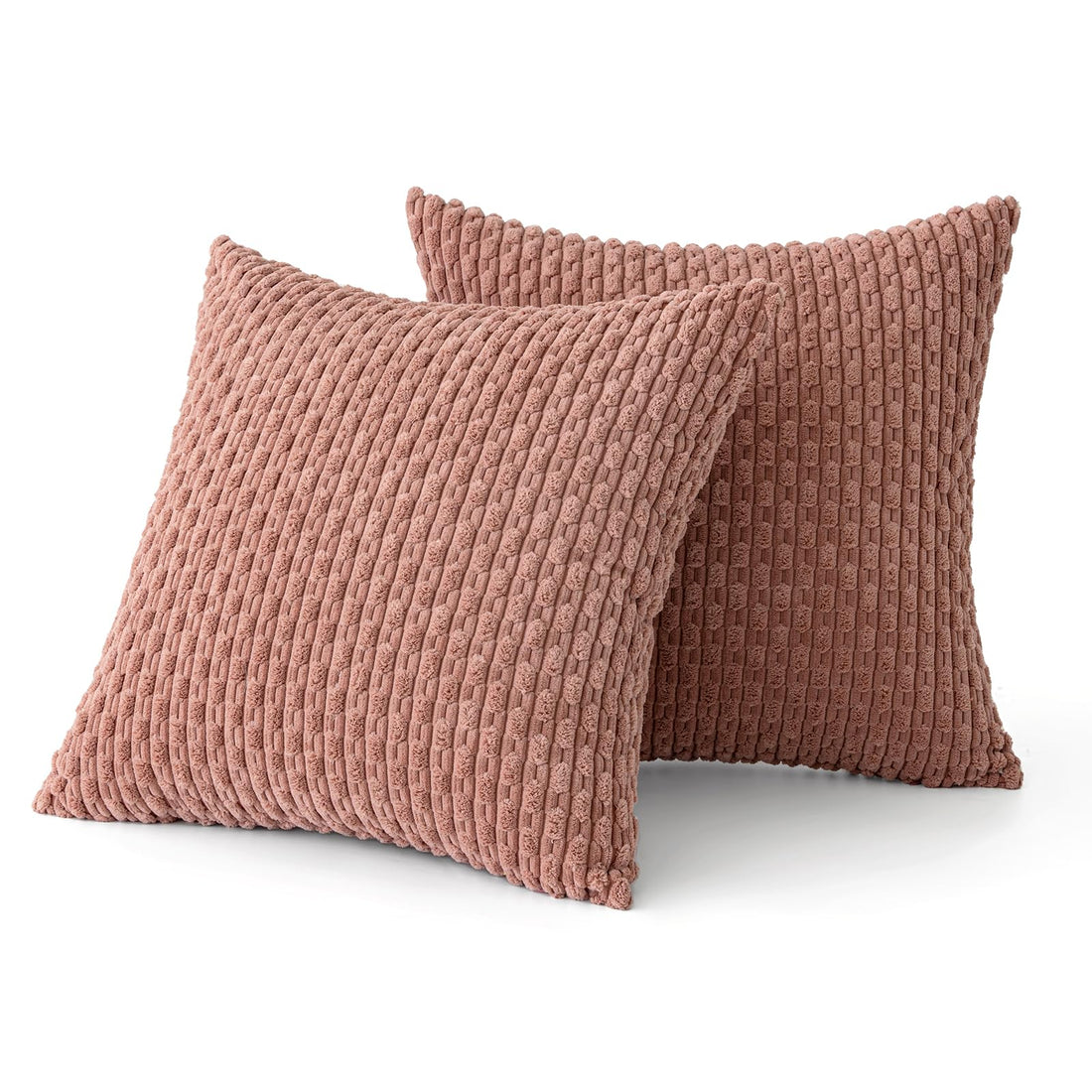 MIULEE Rust Throw Pillow Covers Soft Corduroy Decorative Set of 2