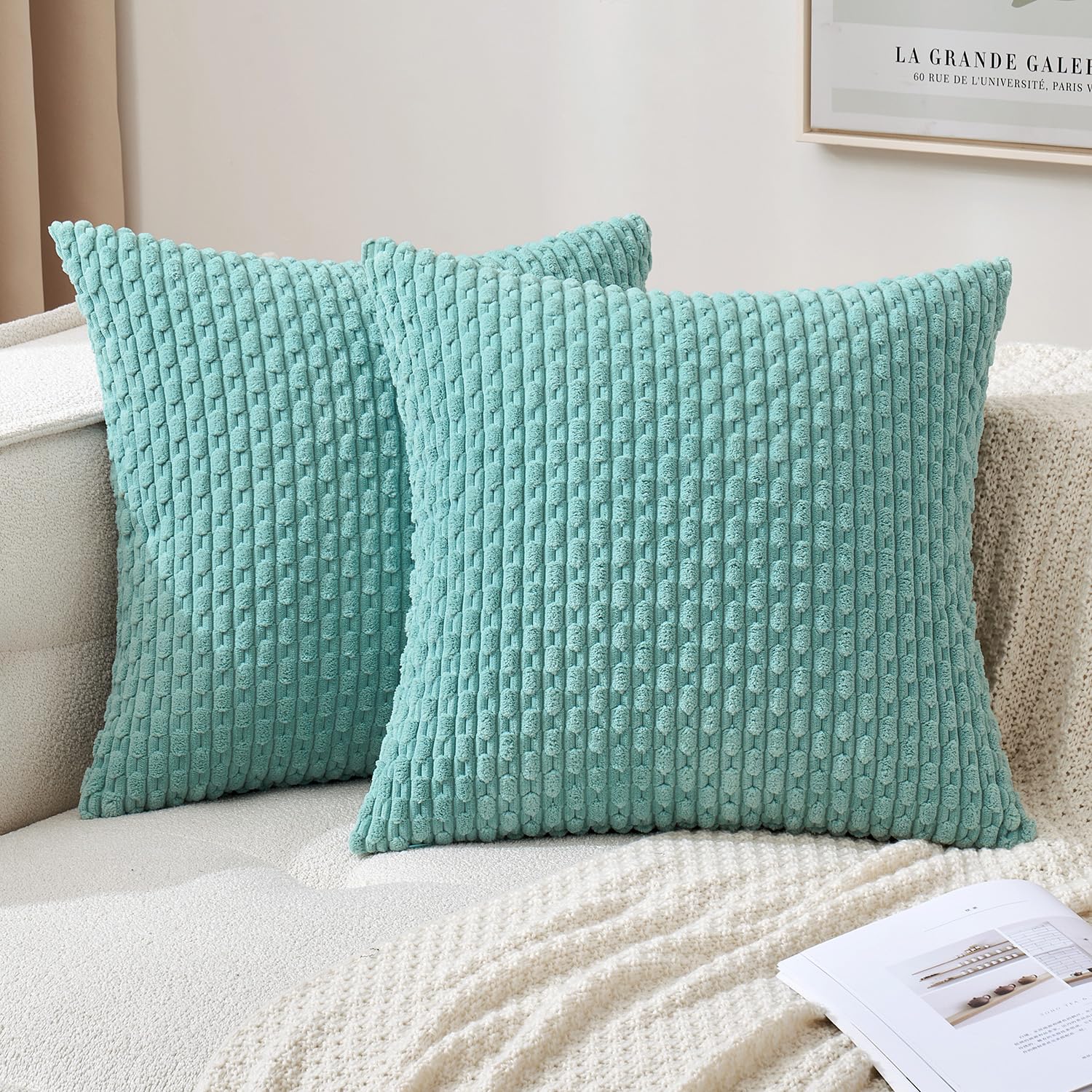 MIULEE Rust Throw Pillow Covers Soft Corduroy Decorative Set of 2