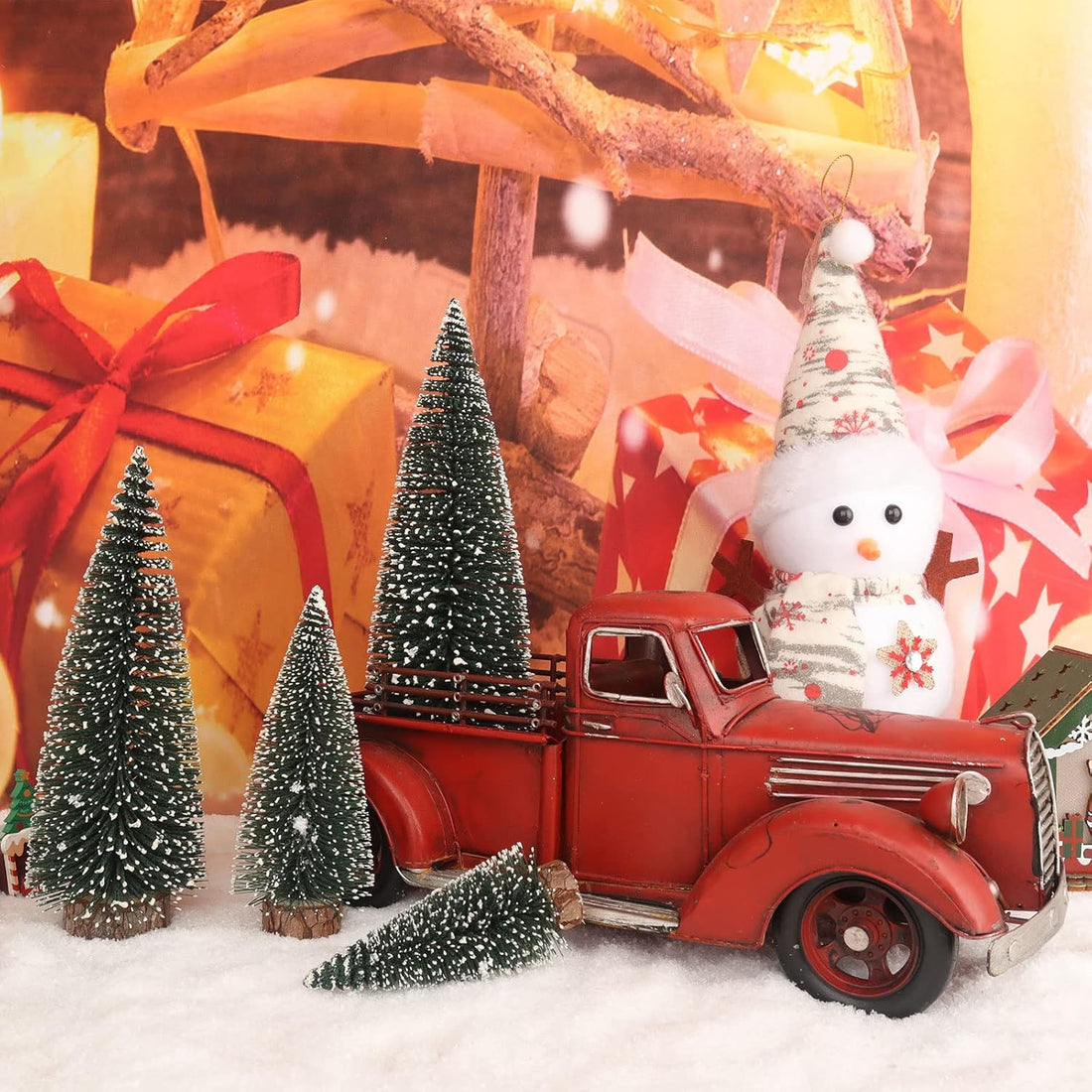 Desktop Mini Pine Tree Tabletop Christmas Decor 4 Pack Green