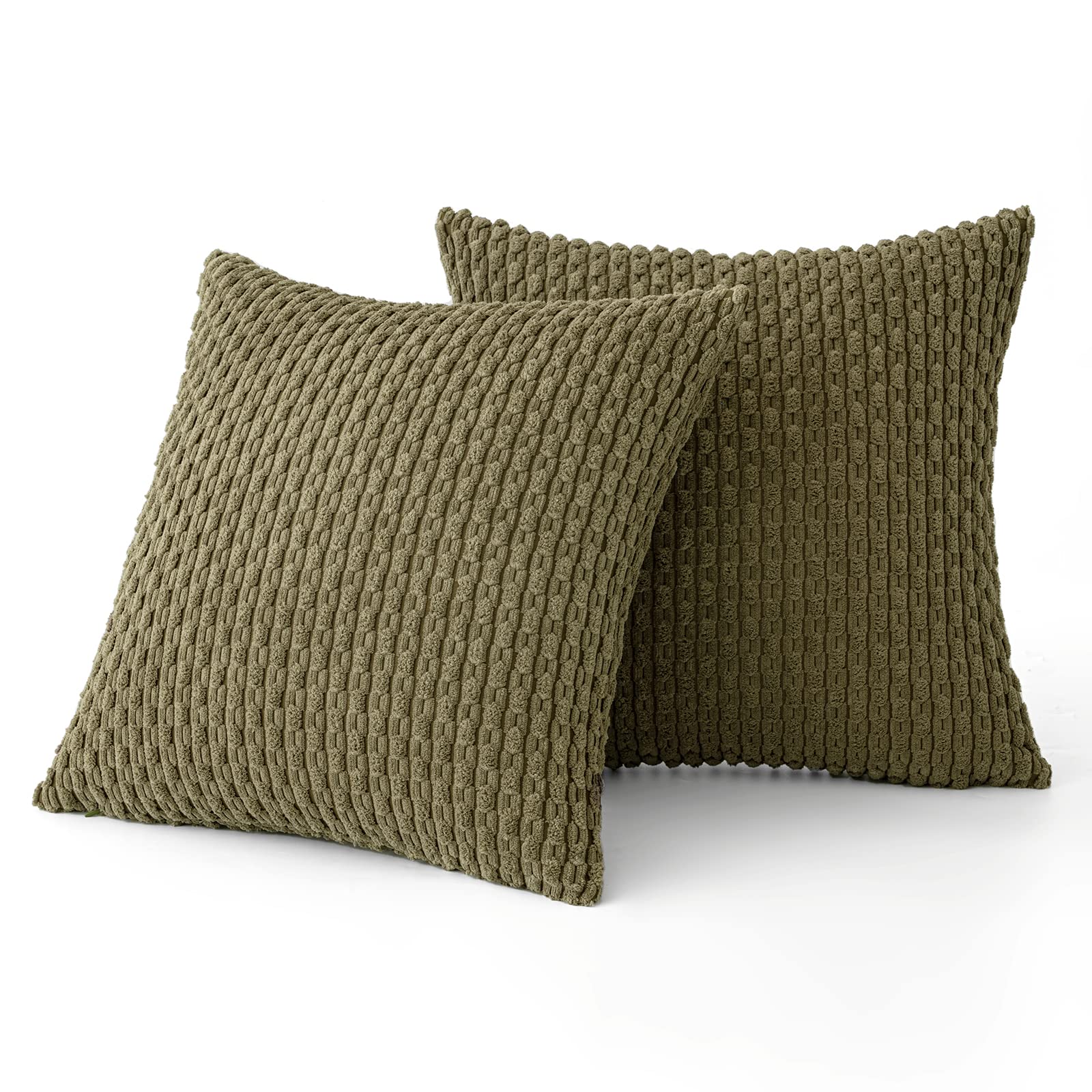 MIULEE Rust Throw Pillow Covers Soft Corduroy Decorative Set of 2