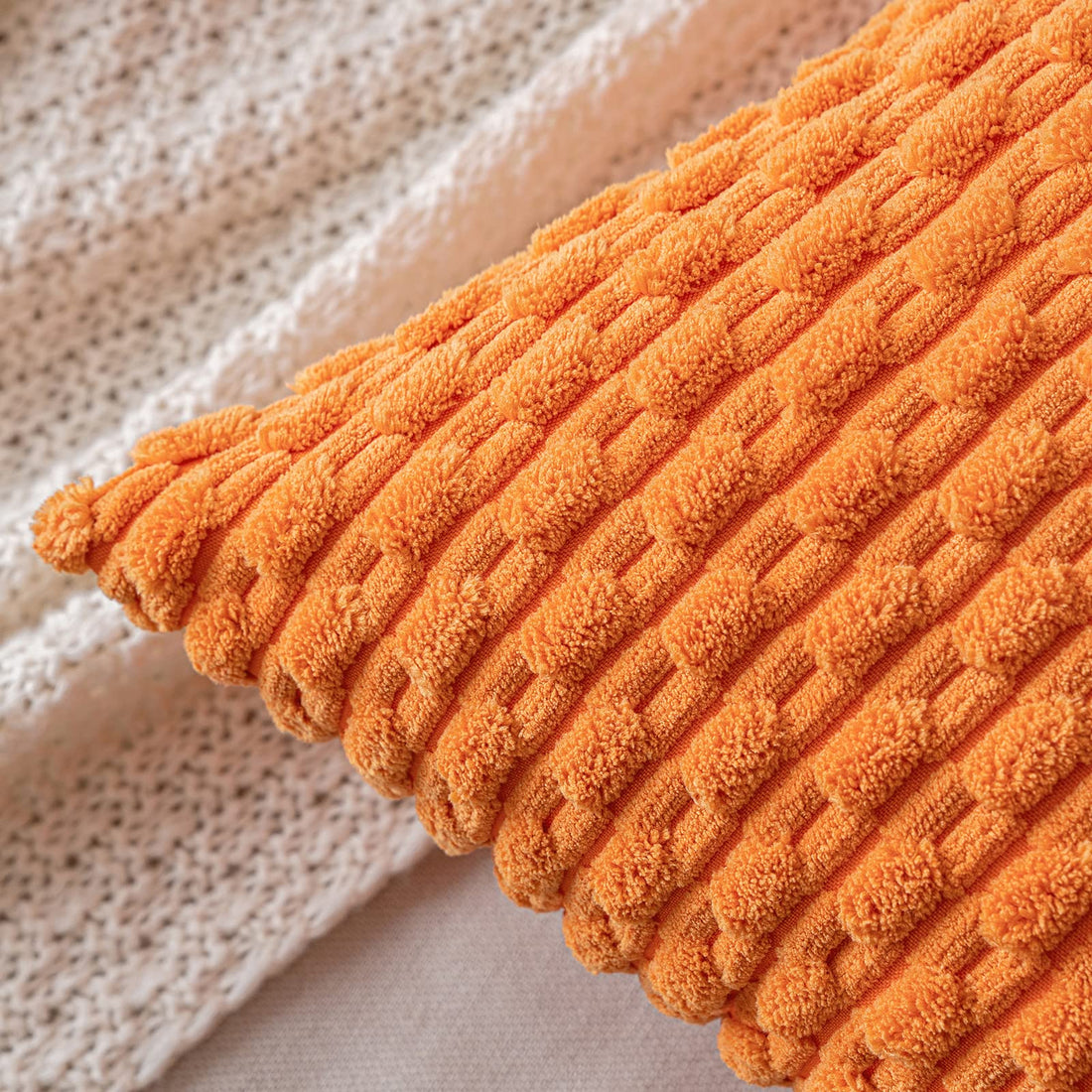 MIULEE Rust Throw Pillow Covers Soft Corduroy Decorative Set of 2