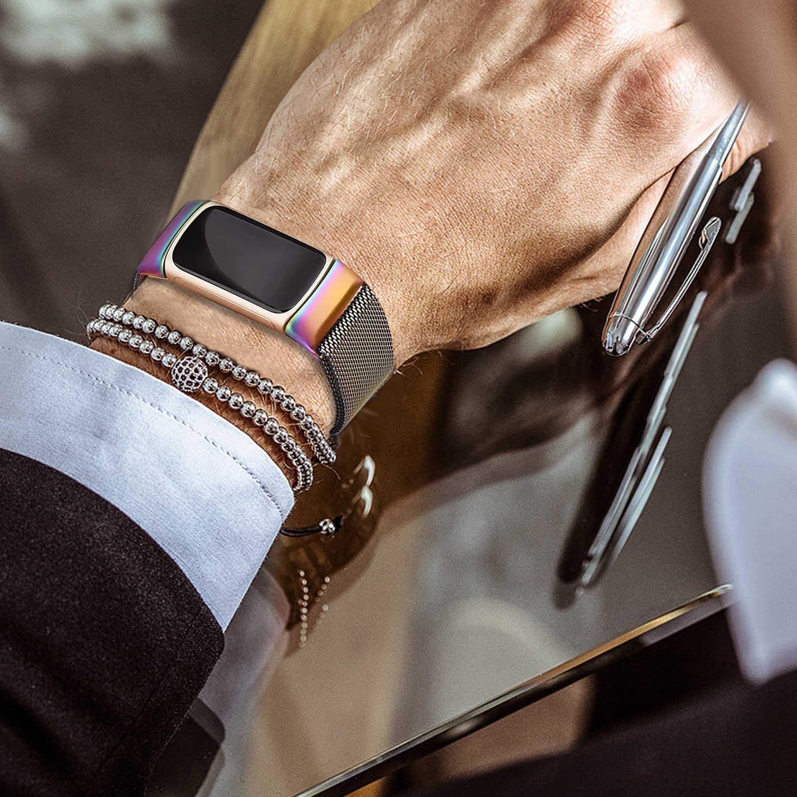 Surundo Fitbit  Metal Mesh Milanese Loop Adjustable Strap