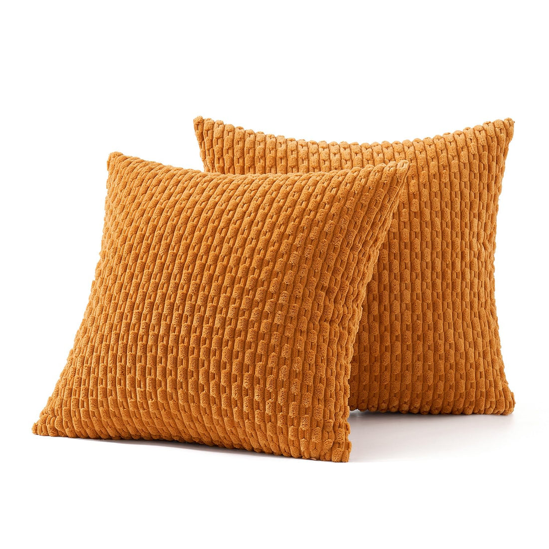 MIULEE Rust Throw Pillow Covers Soft Corduroy Decorative Set of 2