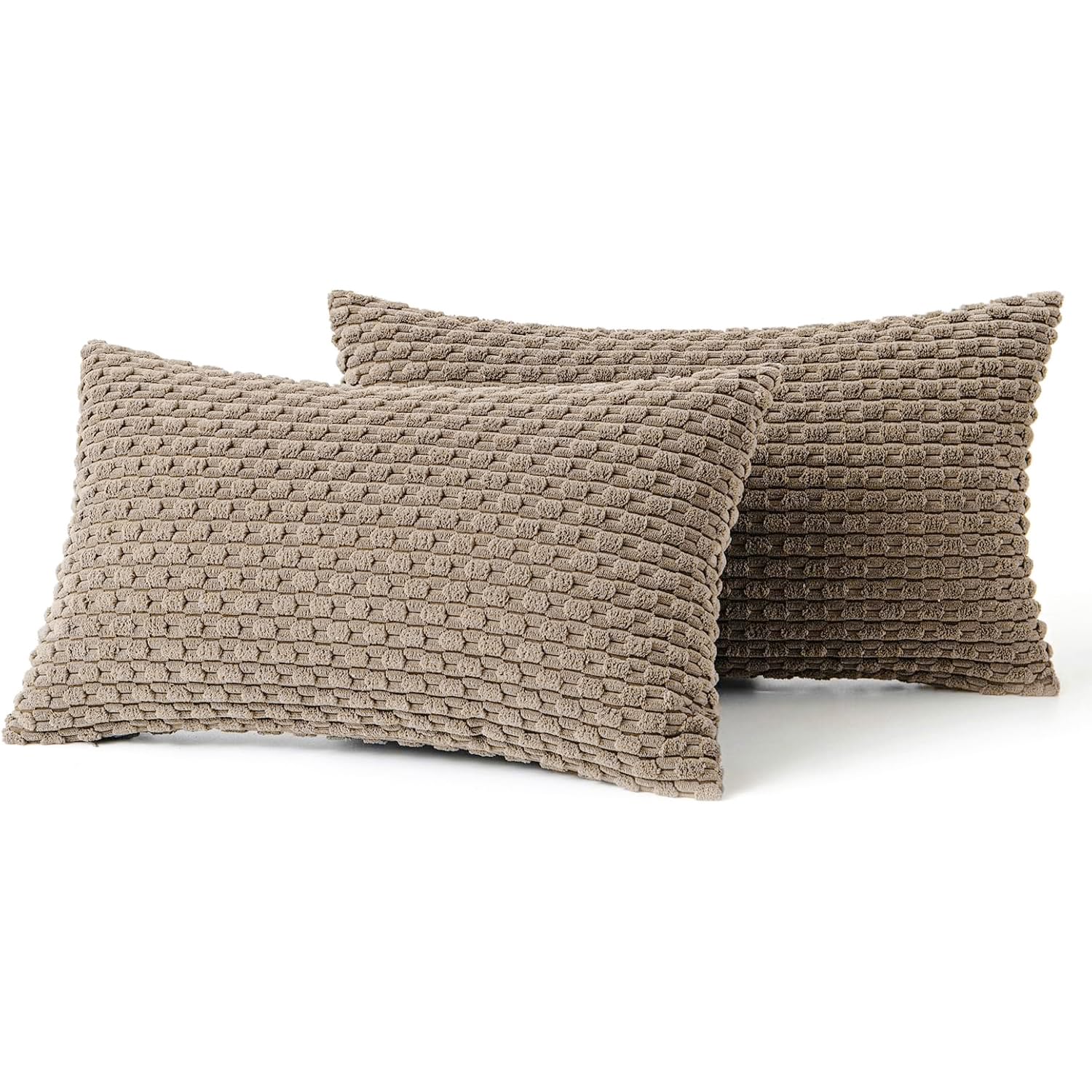 MIULEE Rust Throw Pillow Covers Soft Corduroy Decorative Set of 2