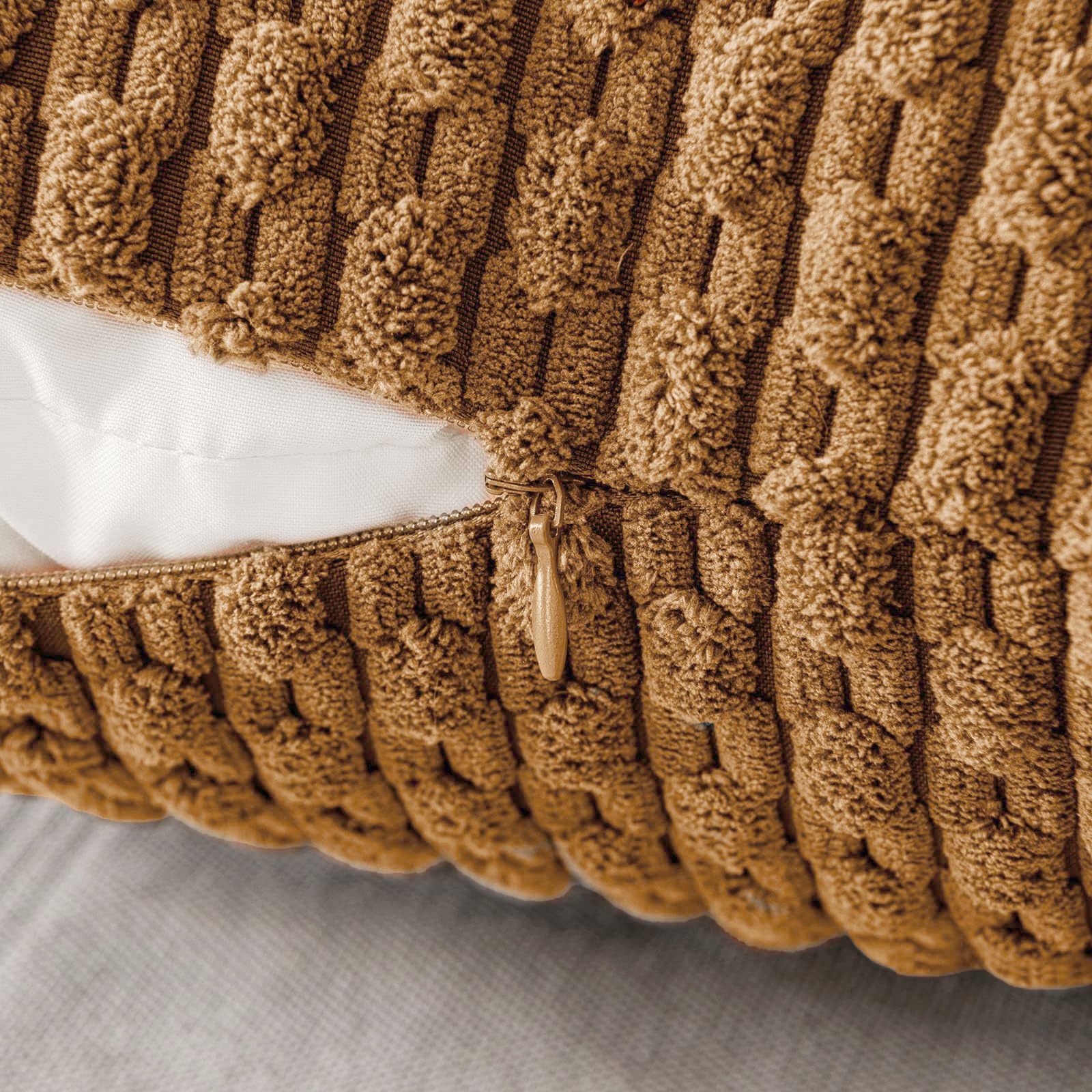 MIULEE Rust Throw Pillow Covers Soft Corduroy Decorative Set of 2