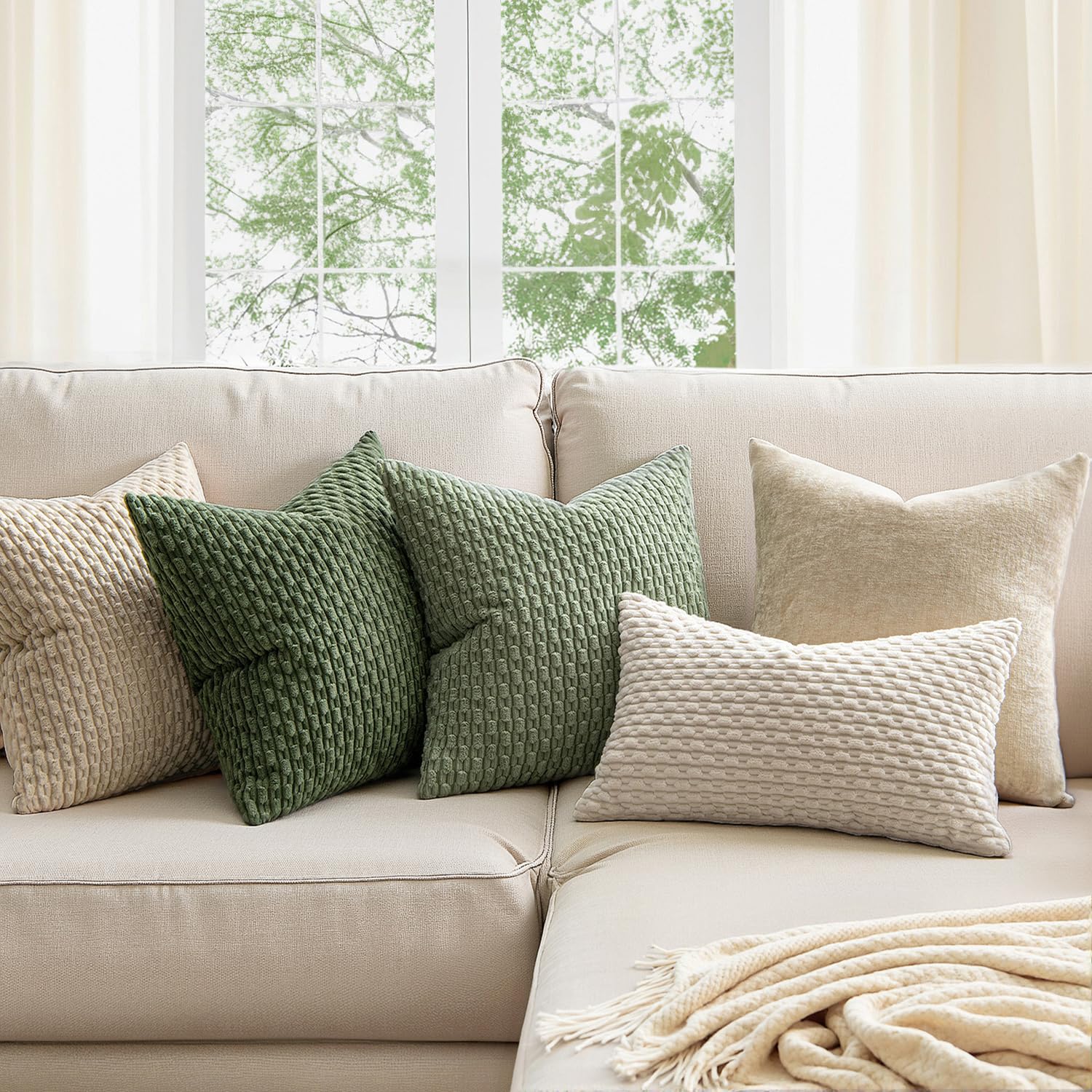 MIULEE Rust Throw Pillow Covers Soft Corduroy Decorative Set of 2