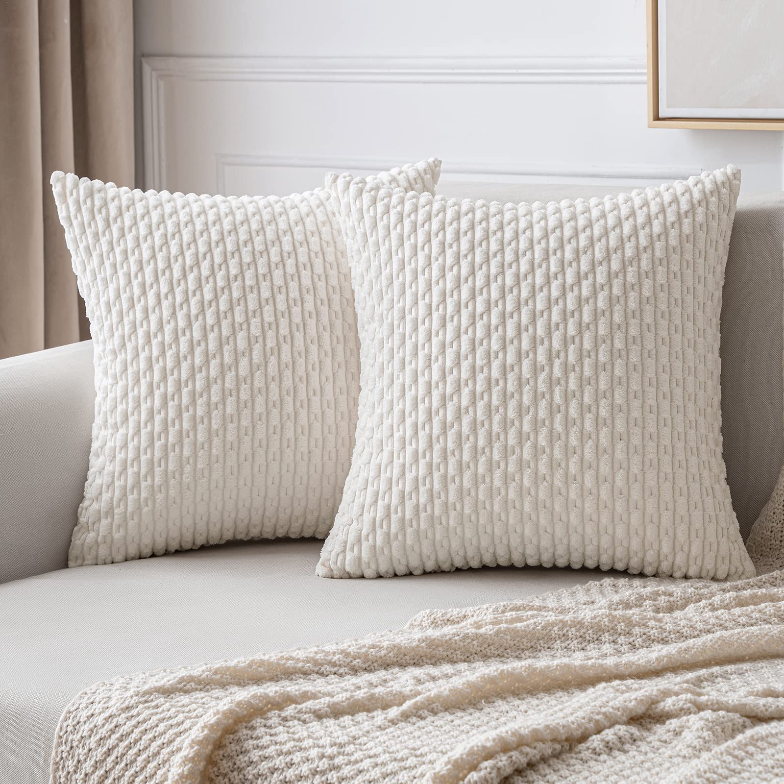 MIULEE Rust Throw Pillow Covers Soft Corduroy Decorative Set of 2