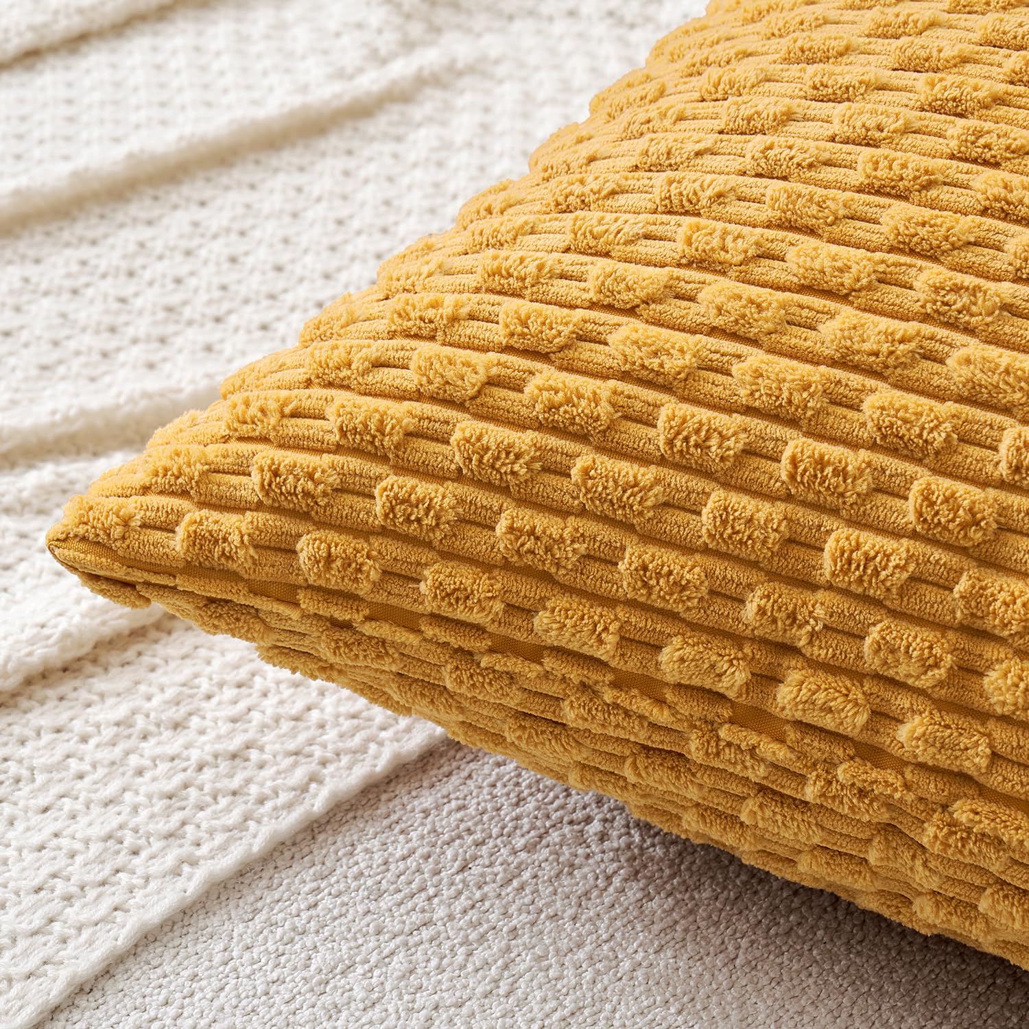 MIULEE Rust Throw Pillow Covers Soft Corduroy Decorative Set of 2