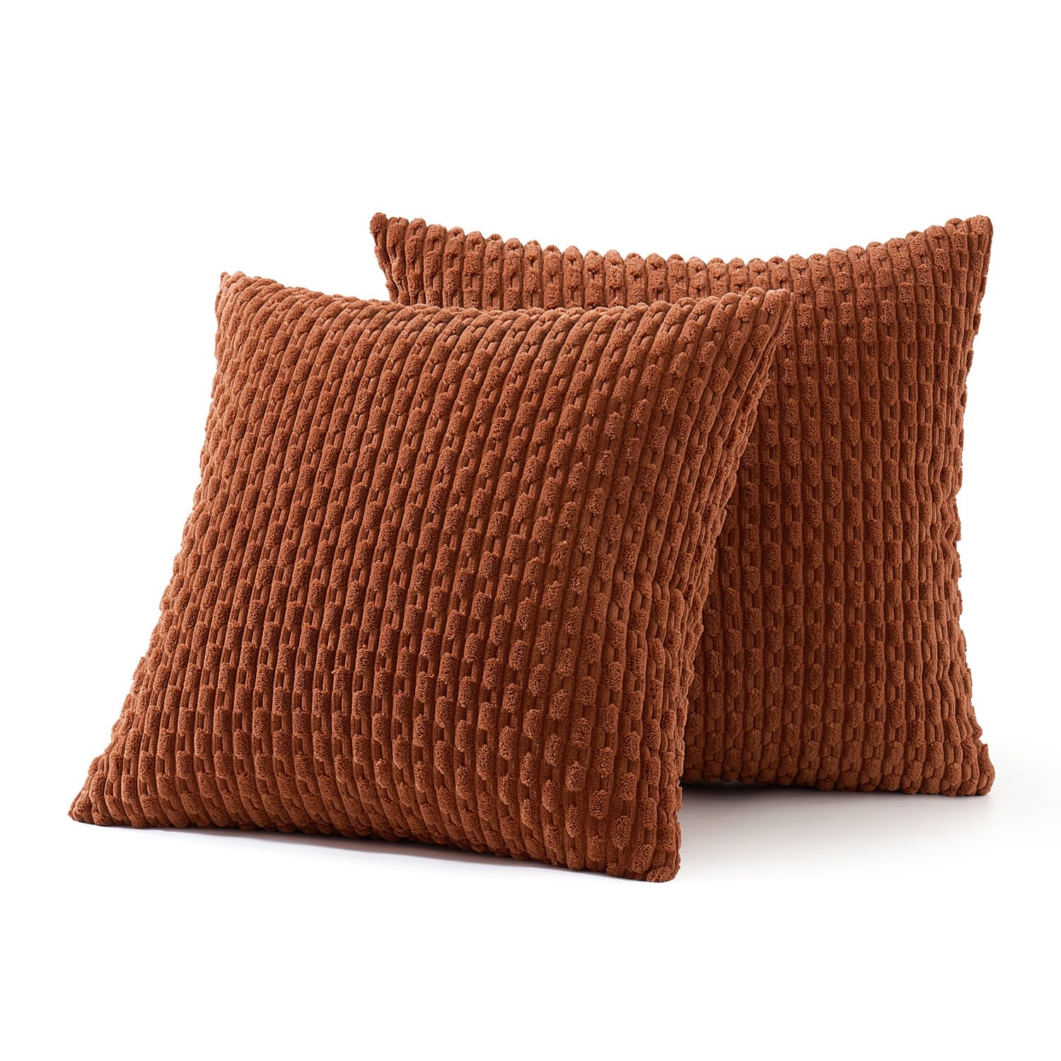 MIULEE Rust Throw Pillow Covers Soft Corduroy Decorative Set of 2