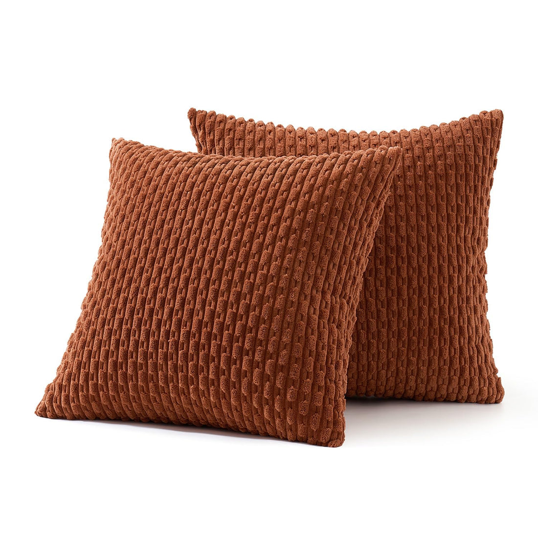 MIULEE Rust Throw Pillow Covers Soft Corduroy Decorative Set of 2