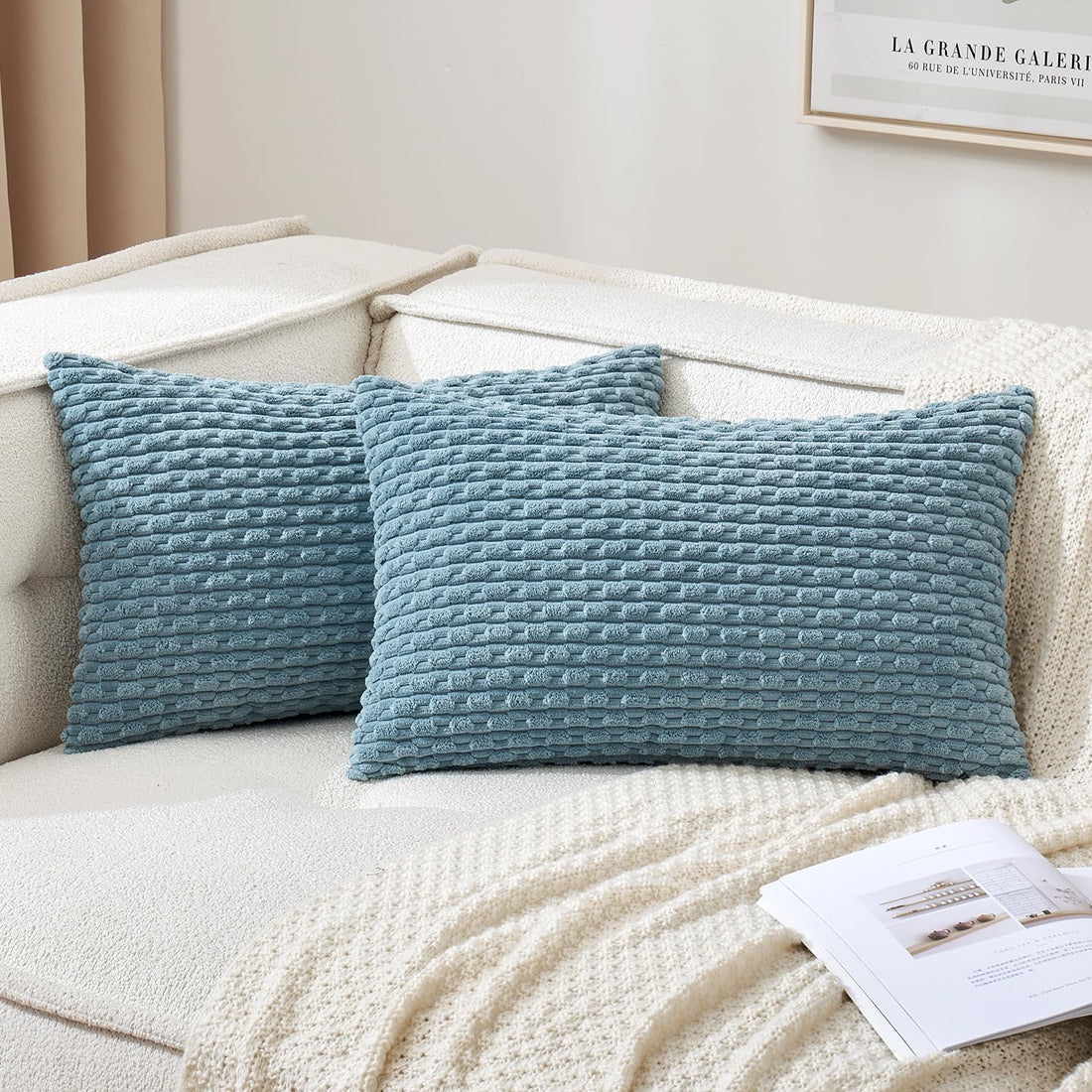 MIULEE Rust Throw Pillow Covers Soft Corduroy Decorative Set of 2