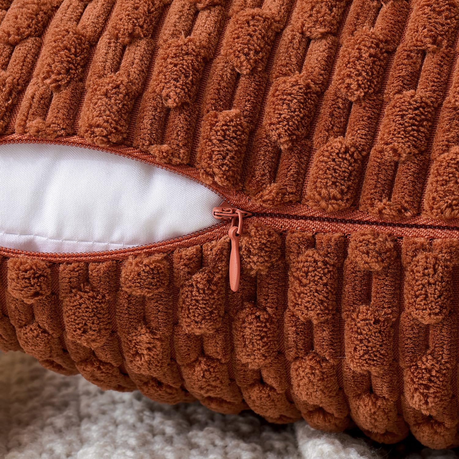 MIULEE Rust Throw Pillow Covers Soft Corduroy Decorative Set of 2