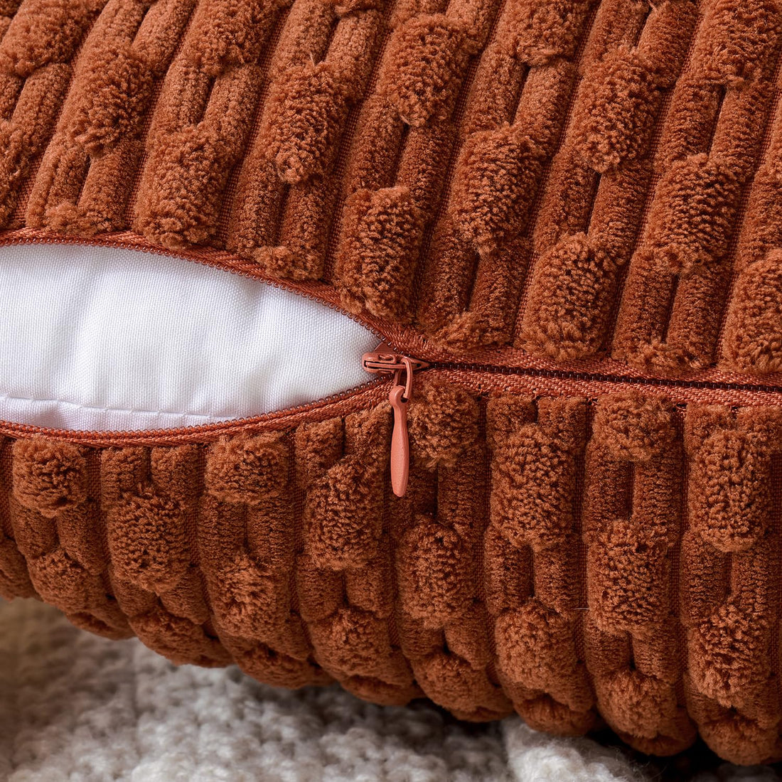 MIULEE Rust Throw Pillow Covers Soft Corduroy Decorative Set of 2