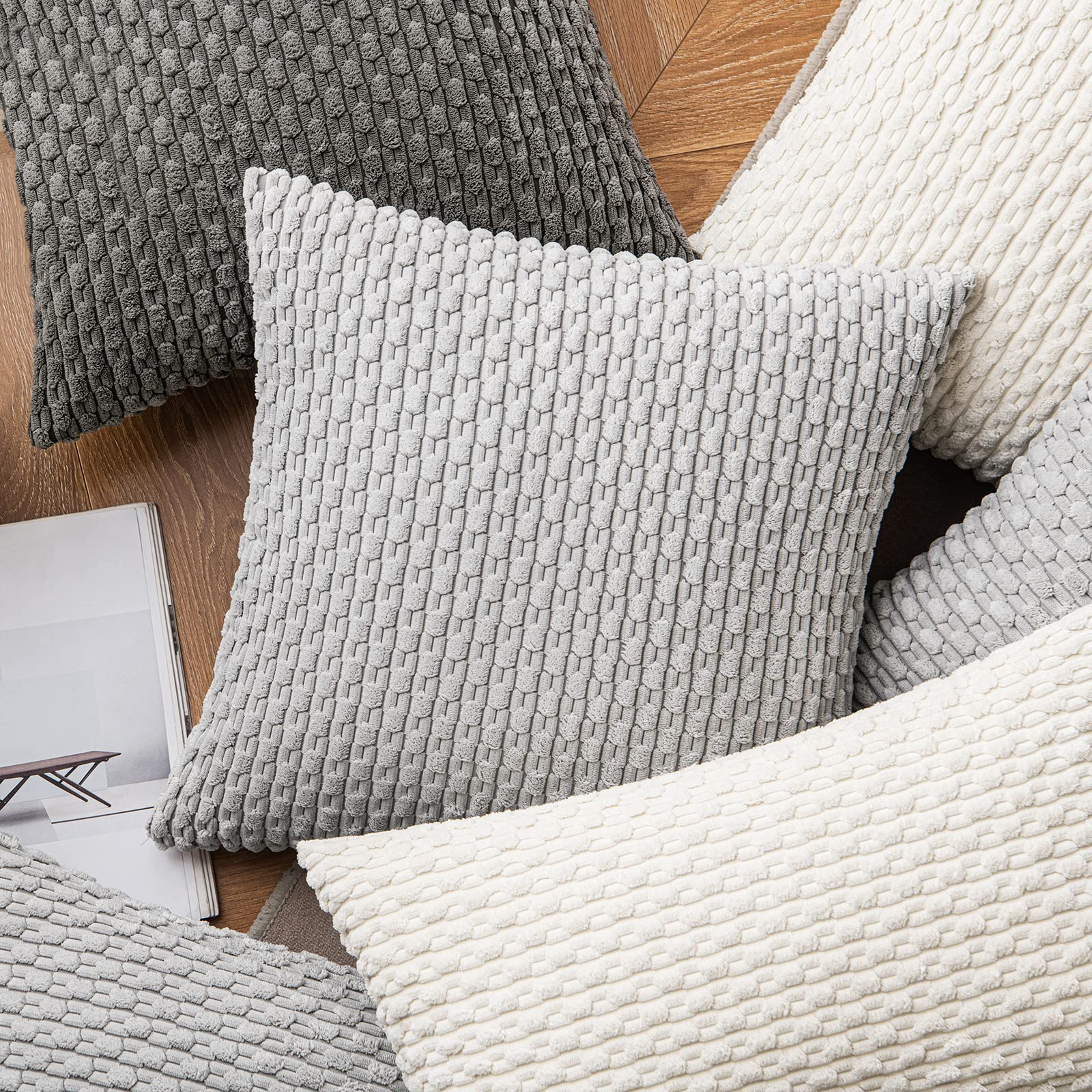 MIULEE Rust Throw Pillow Covers Soft Corduroy Decorative Set of 2