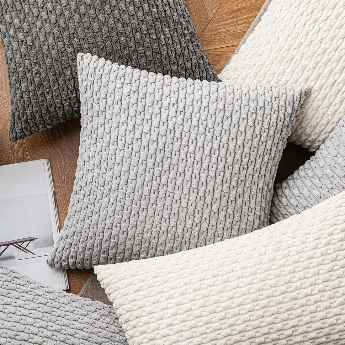 MIULEE Rust Throw Pillow Covers Soft Corduroy Decorative Set of 2